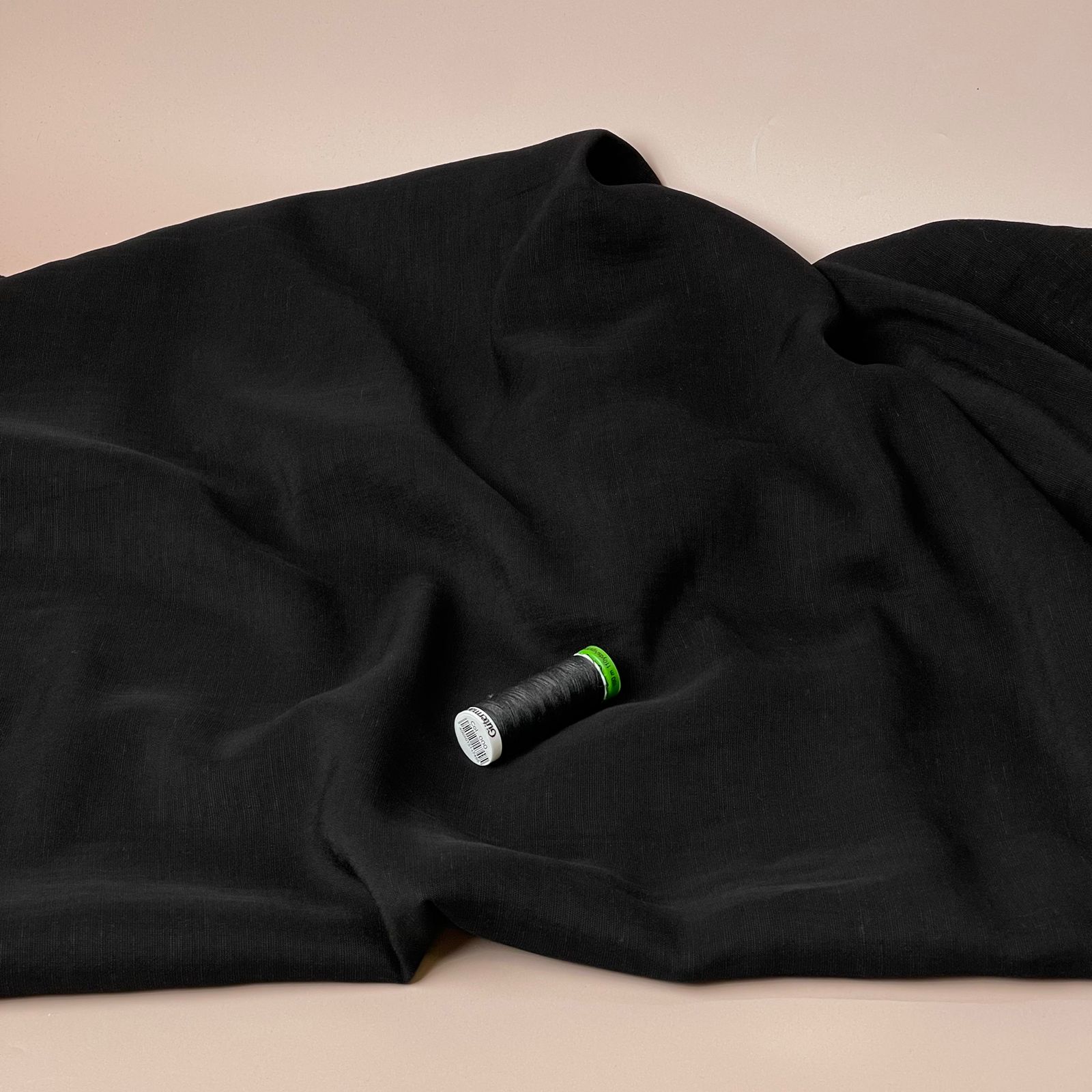 Lush Black Light Viscose Linen Crepe Dress Fabric