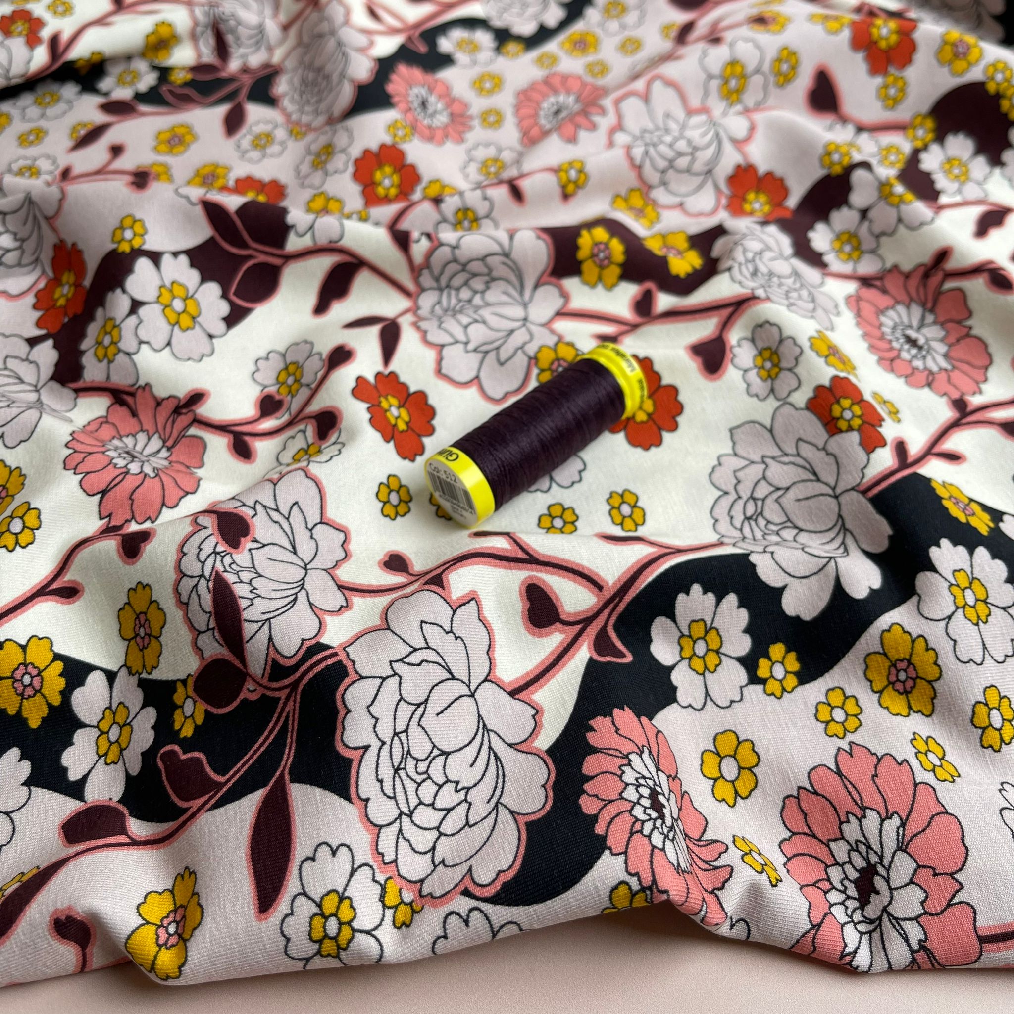Danish Design - Sweet Pink Blossoms Cotton Jersey Fabric