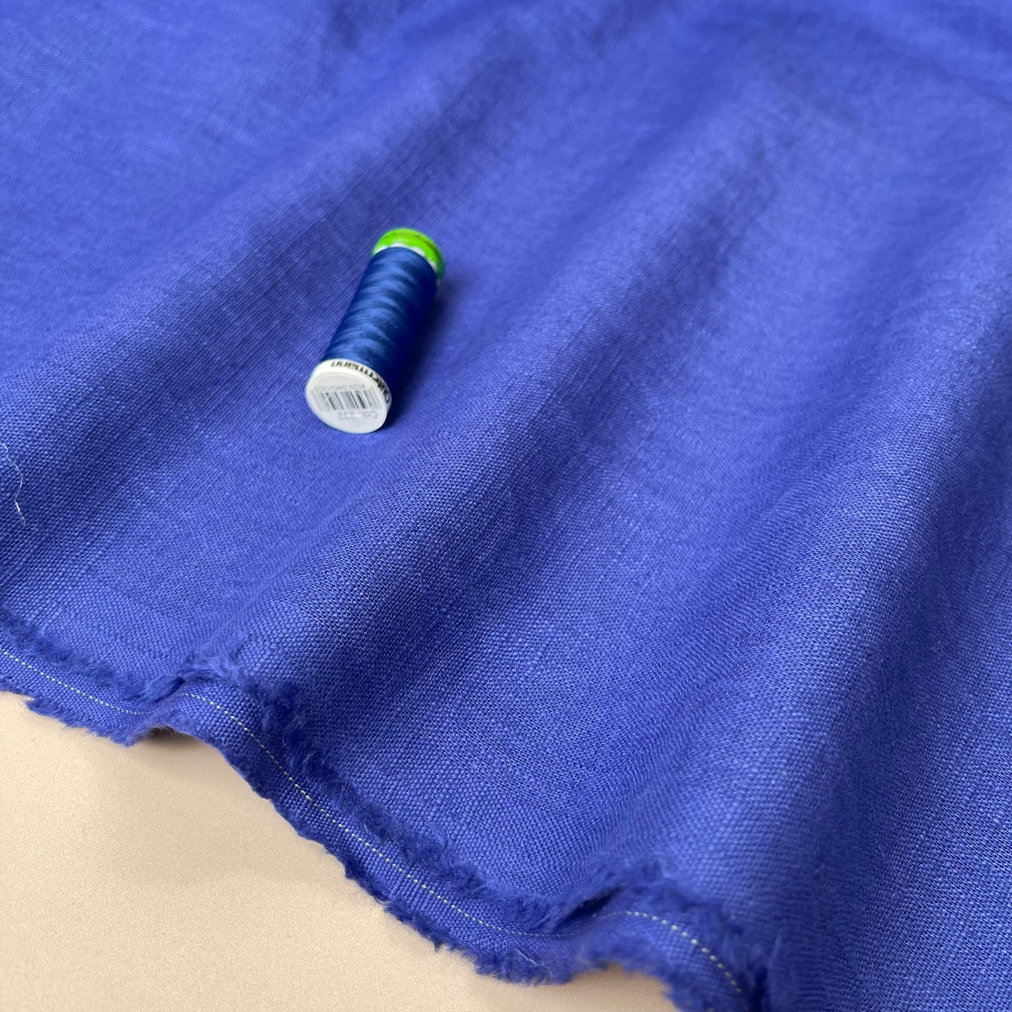 Breeze Lapis Blue - Enzyme Washed Linen Cotton Fabric