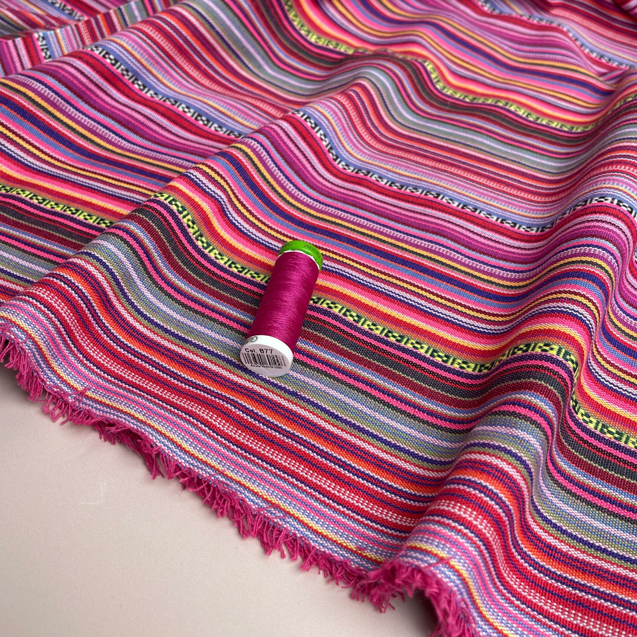 Yarn Dyed Fuchsia Stripes Jacquard Fabric