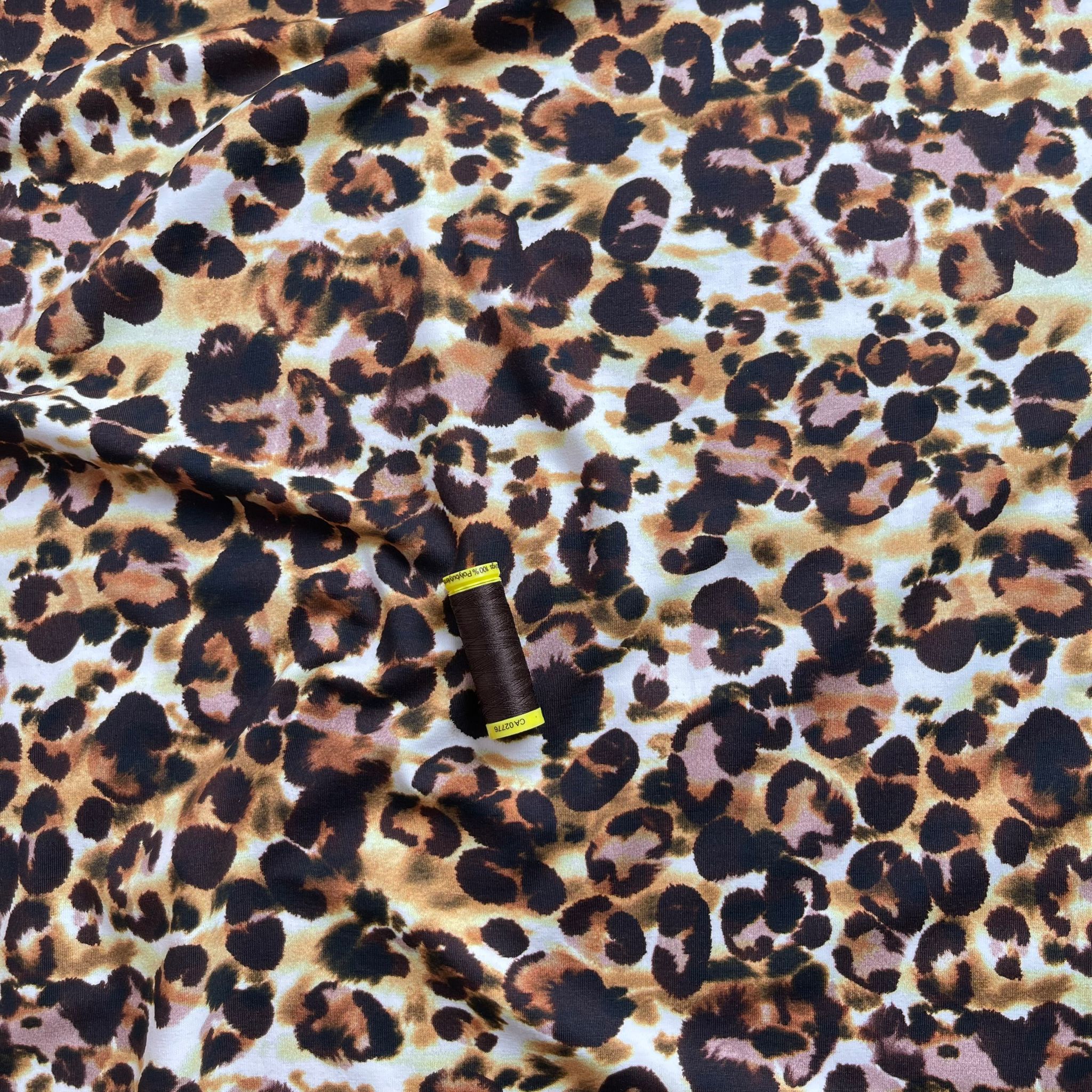 REMNANT 1.07 Metres - Danish Design -Bold Leopard Spots Cotton Jersey Fabric
