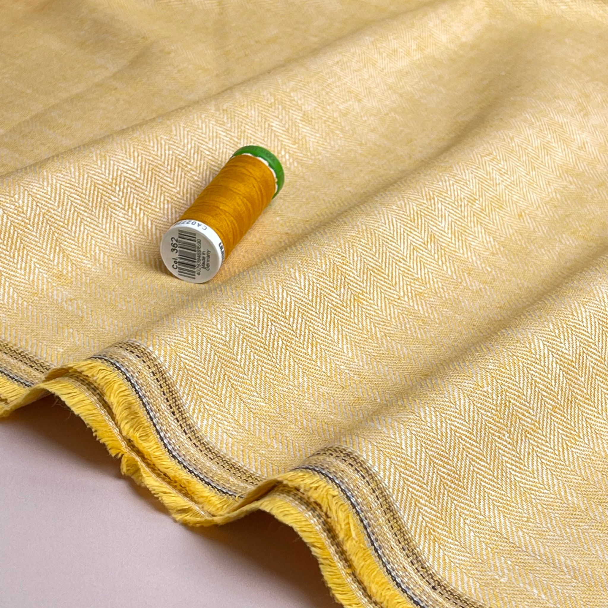 Chevron Yellow Linen Cotton Twill