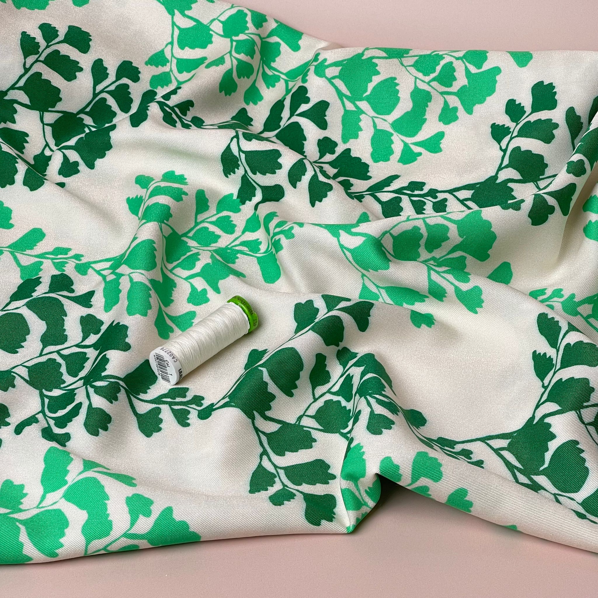 Light & Lush - Emerald Leaves Viscose Twill Fabric