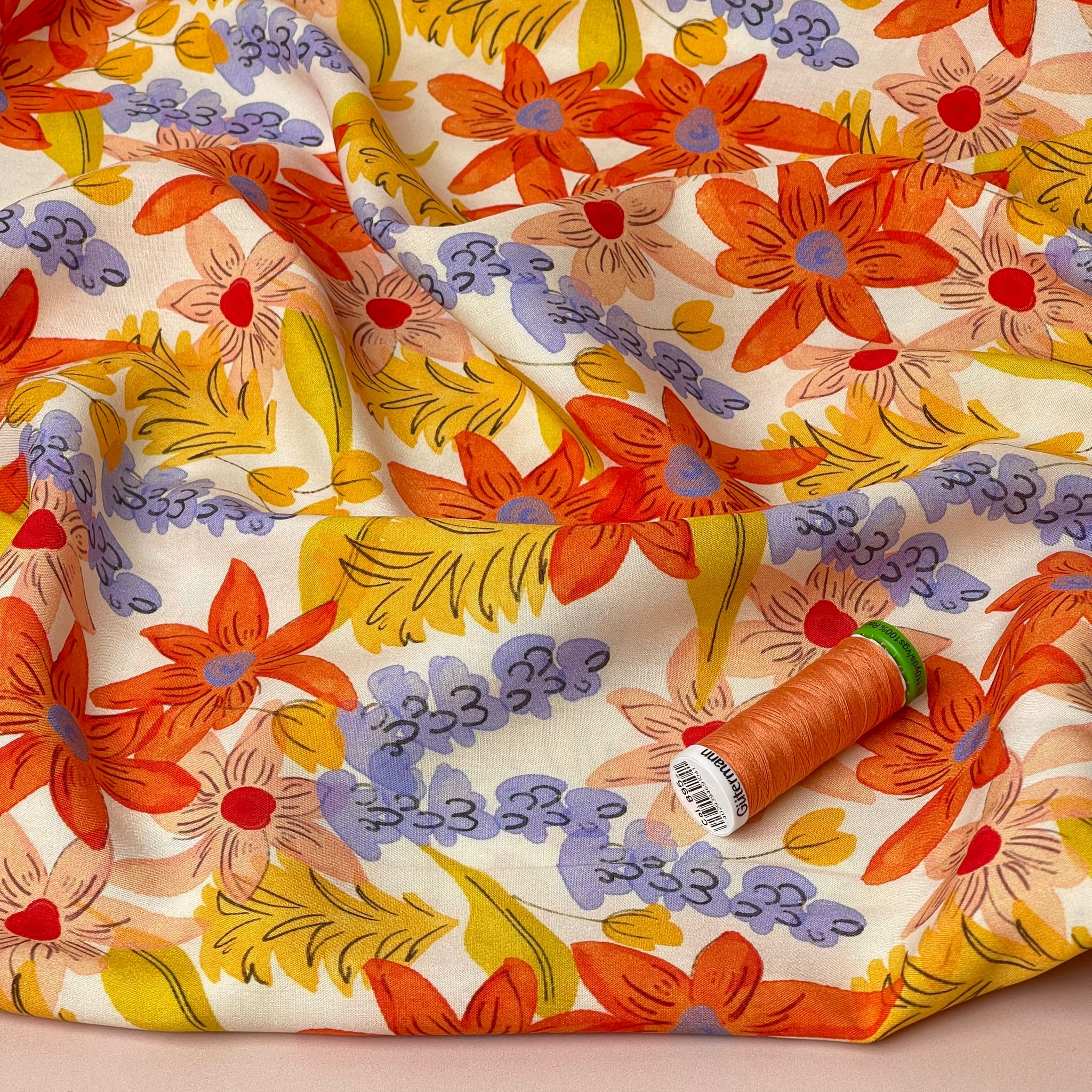 Golden Meadow Viscose Fabric