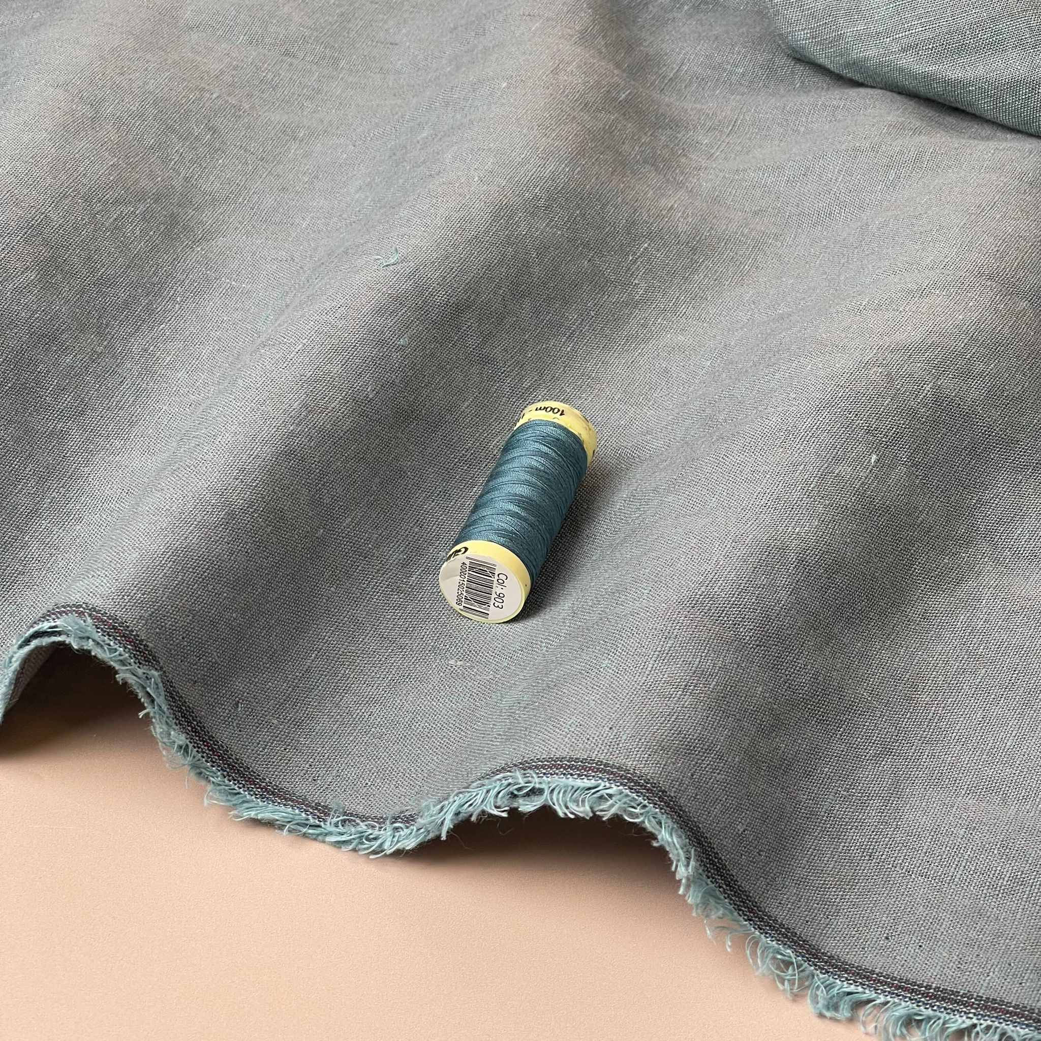 Yarn Dyed Pure Linen Fabric in Slate Blue