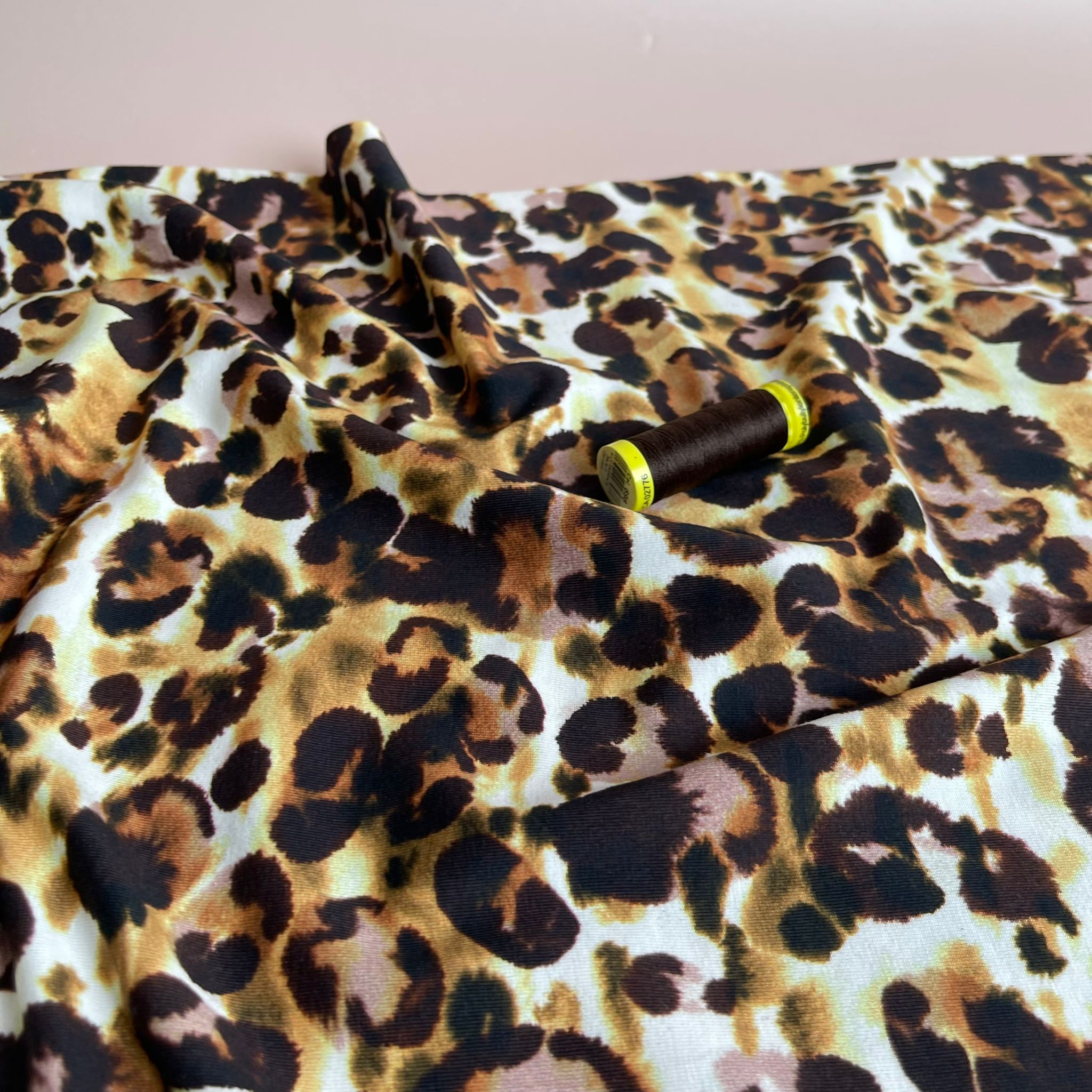 REMNANT 1.07 Metres - Danish Design -Bold Leopard Spots Cotton Jersey Fabric