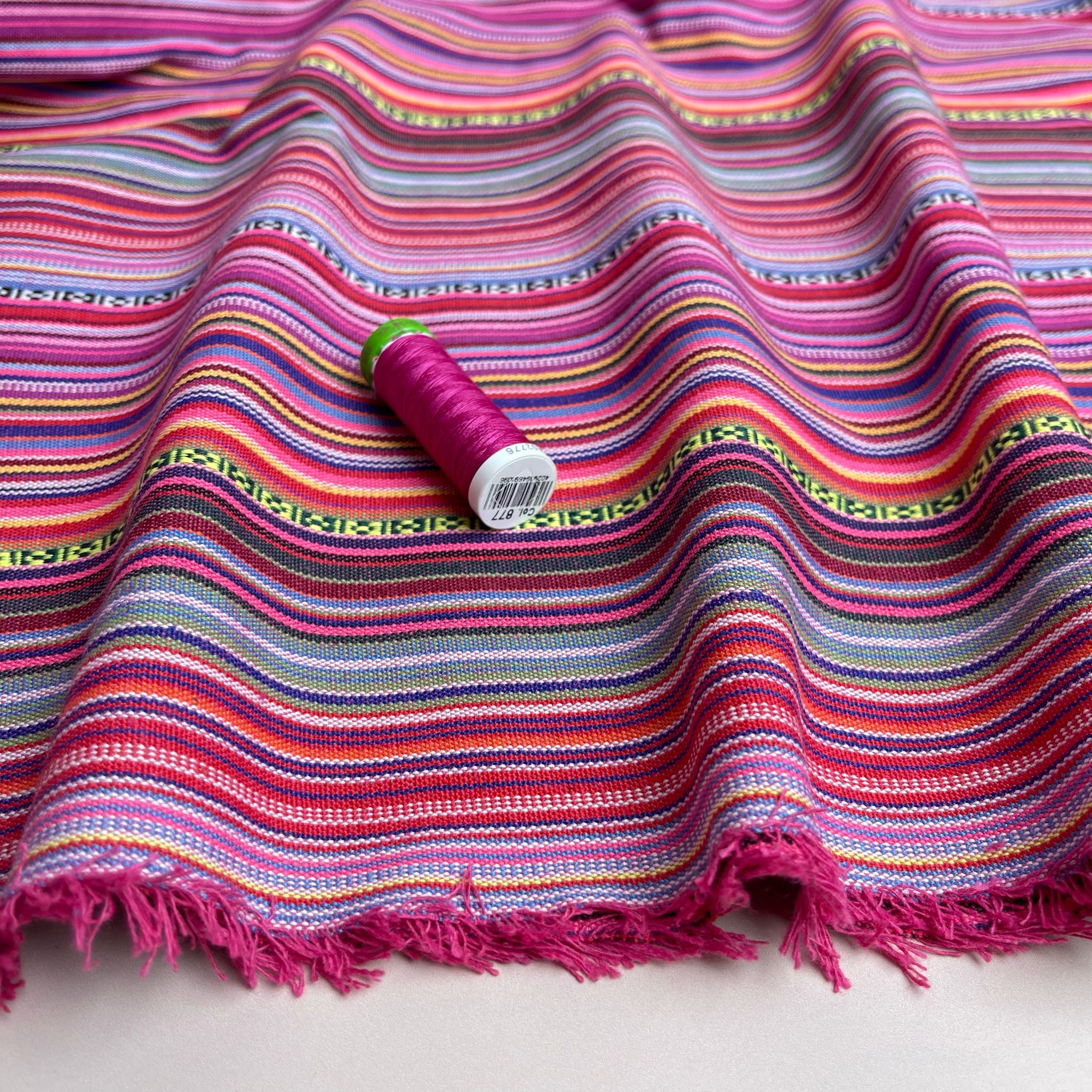 Yarn Dyed Fuchsia Stripes Jacquard Fabric