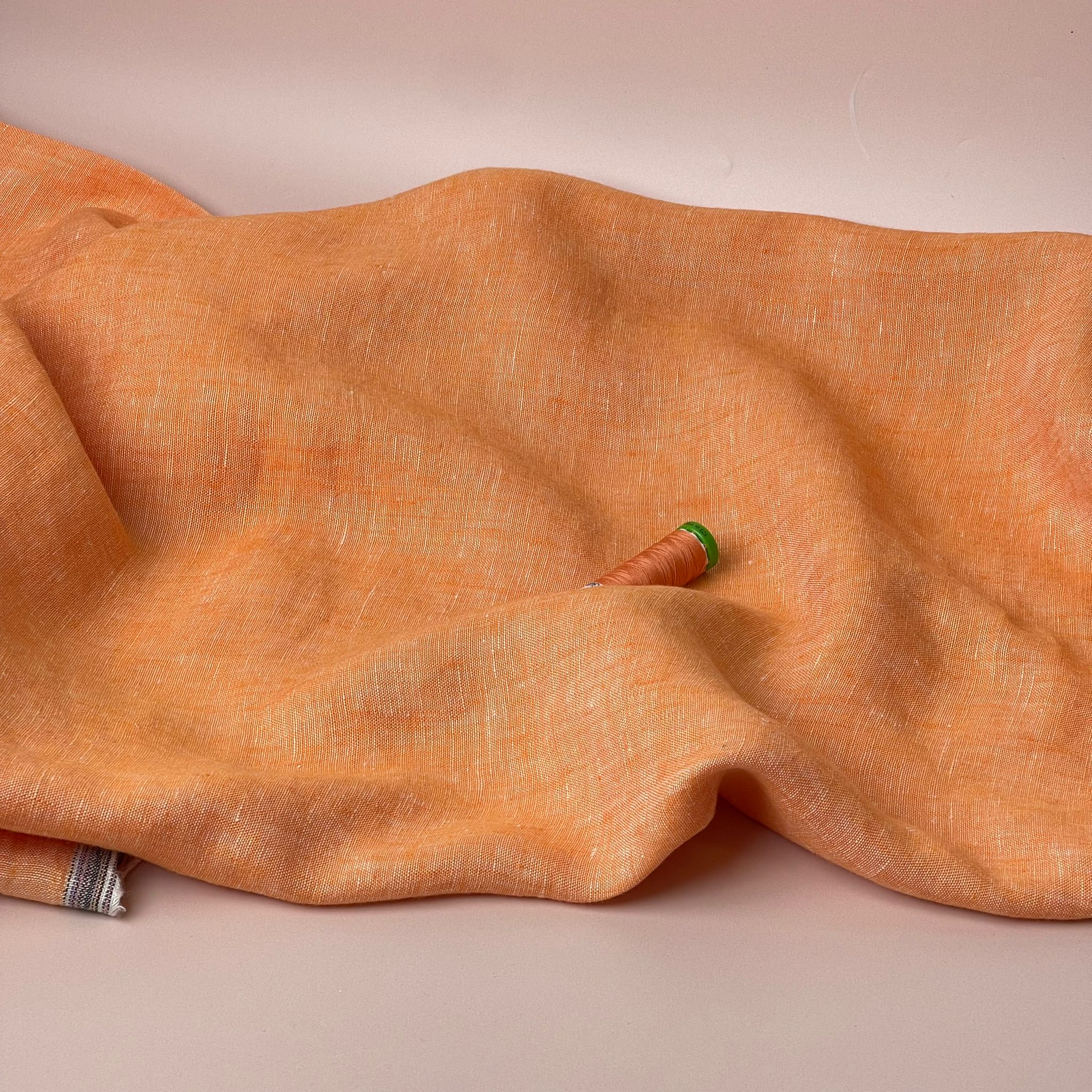 Yarn Dyed Pure Linen Fabric in Apricot