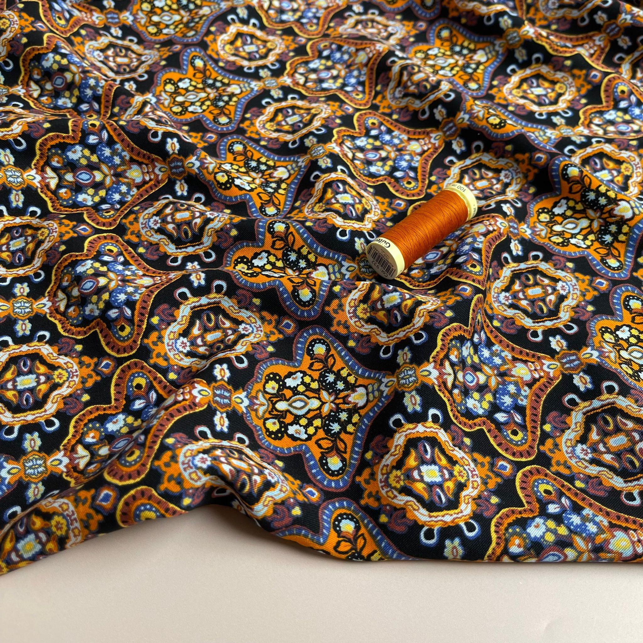 REMNANT 0.44 Metre - Damascus in Cognac Viscose Twill Fabric