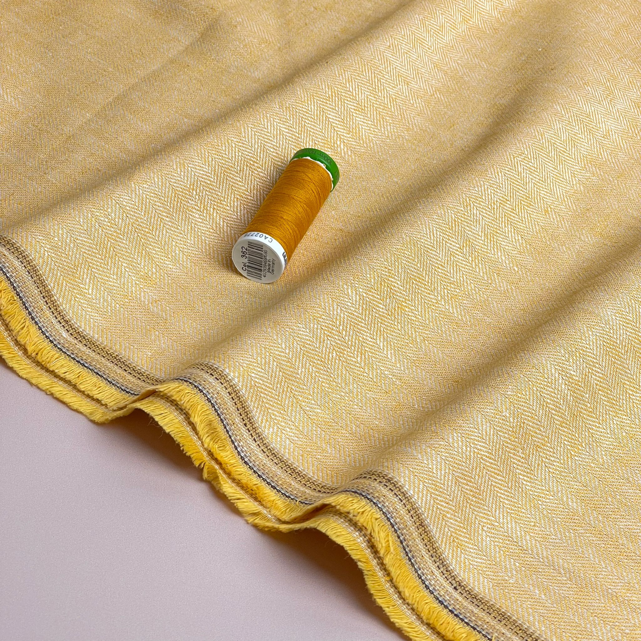 Chevron Yellow Linen Cotton Twill