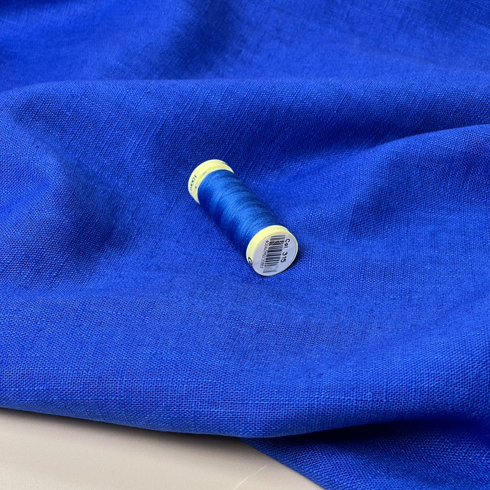 Breeze Royal Blue - Enzyme Washed Linen Cotton Fabric