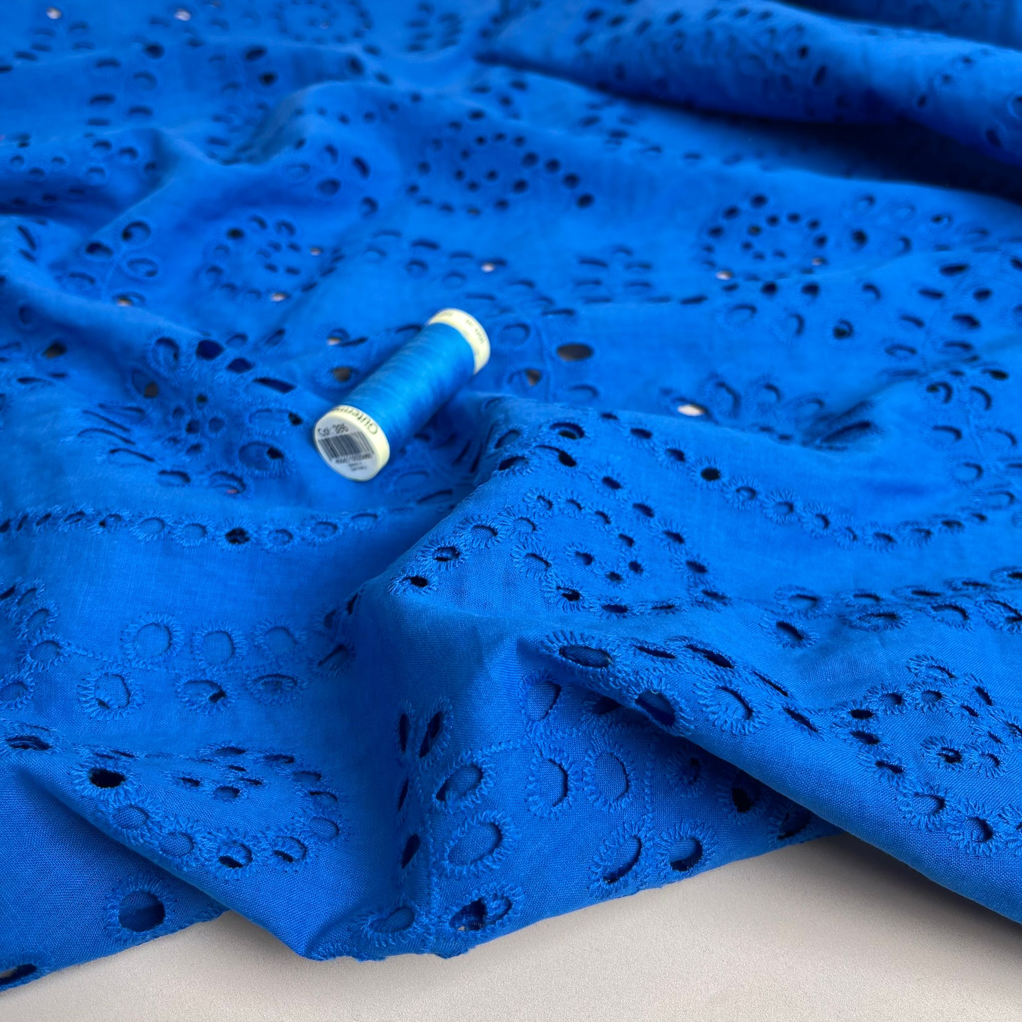 Sweet Vines Royal Blue Cotton Broderie Anglaise Fabric