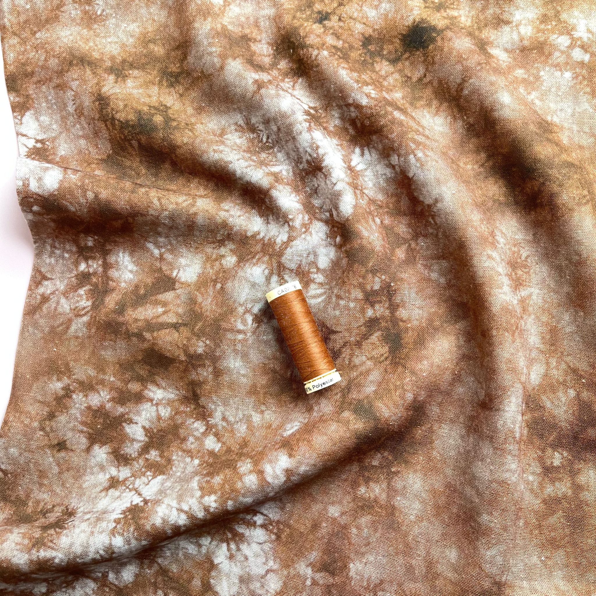Tie Dye Rich Brown Linen Viscose Blend Fabric