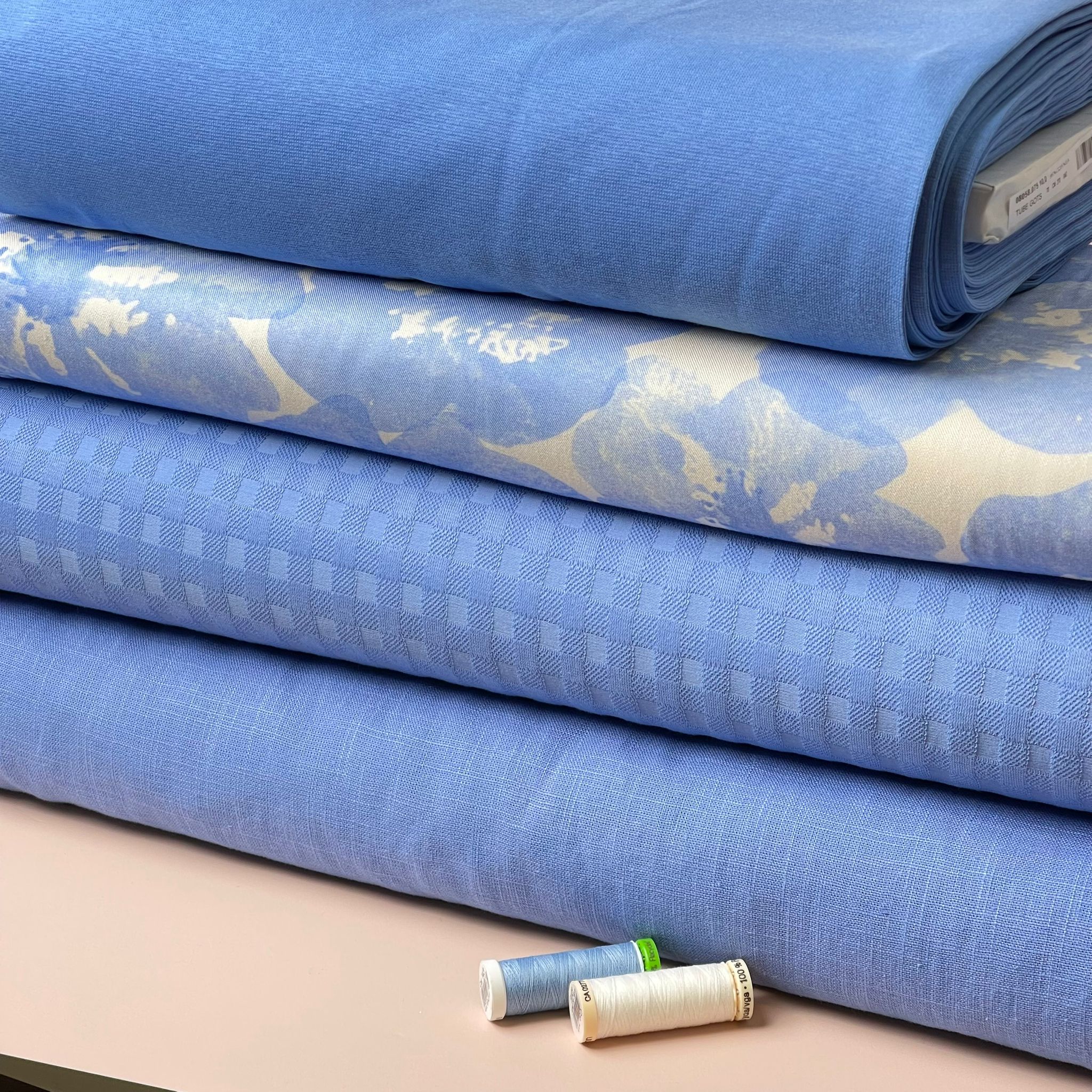 Breeze Sky Haze - Enzyme Washed Linen Cotton Fabric