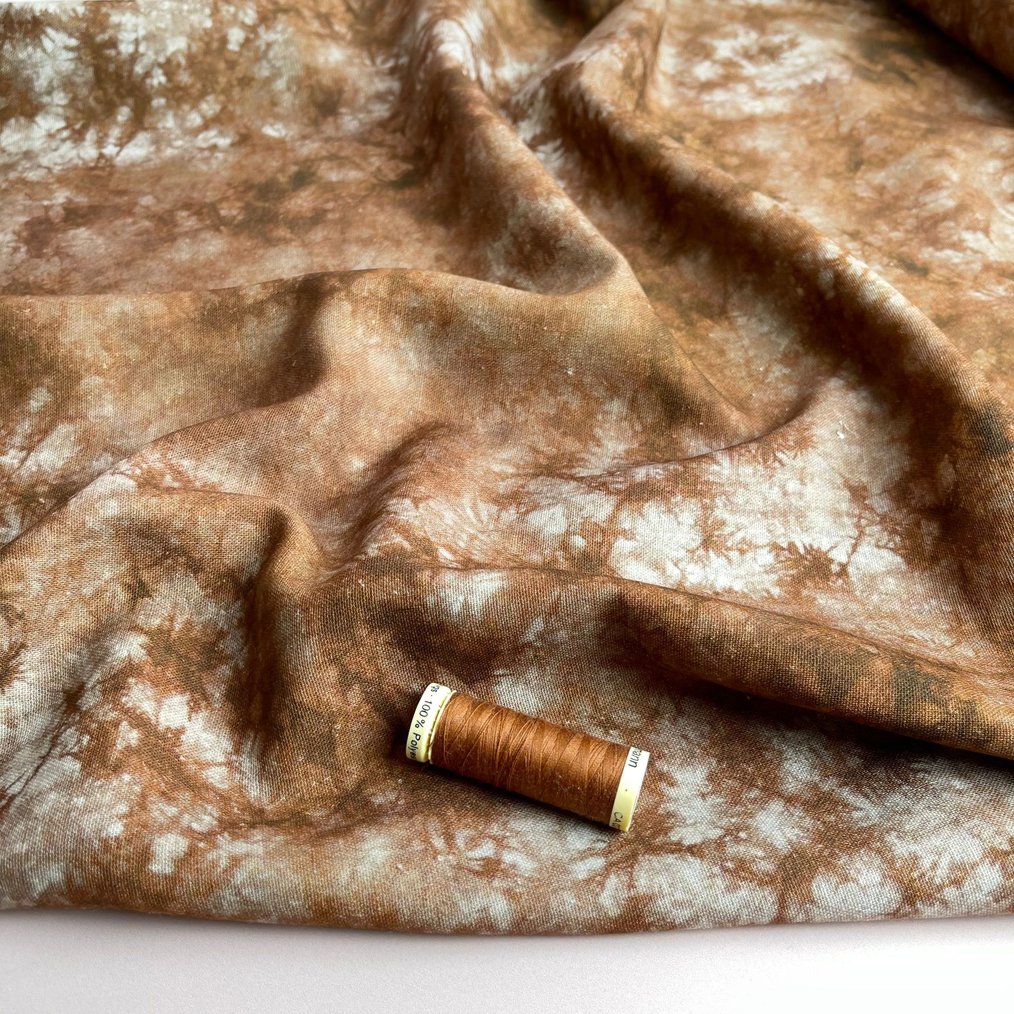 Tie Dye Rich Brown Linen Viscose Blend Fabric