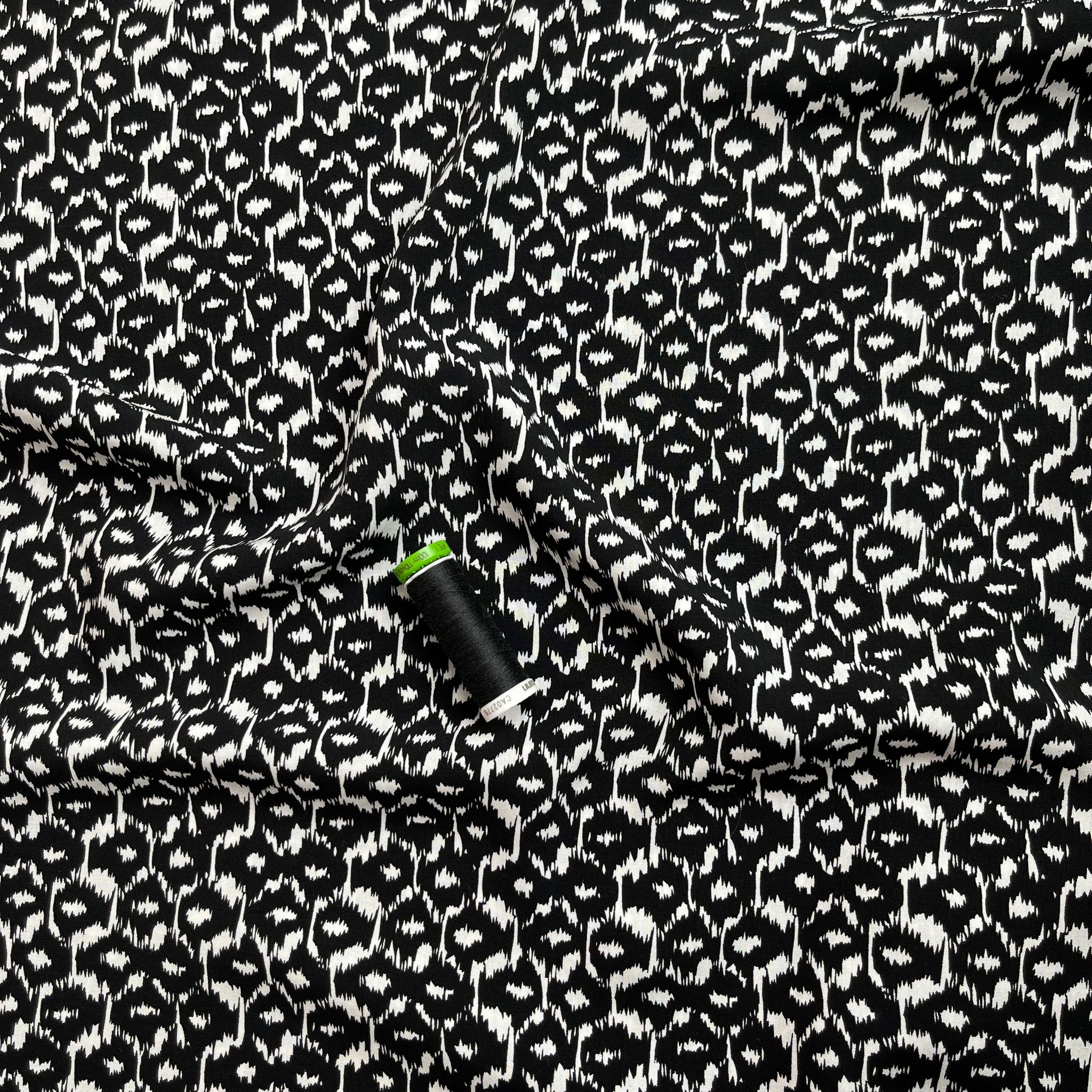 REMNANT 1.5 Metres - Black Honeycomb Viscose Fabric