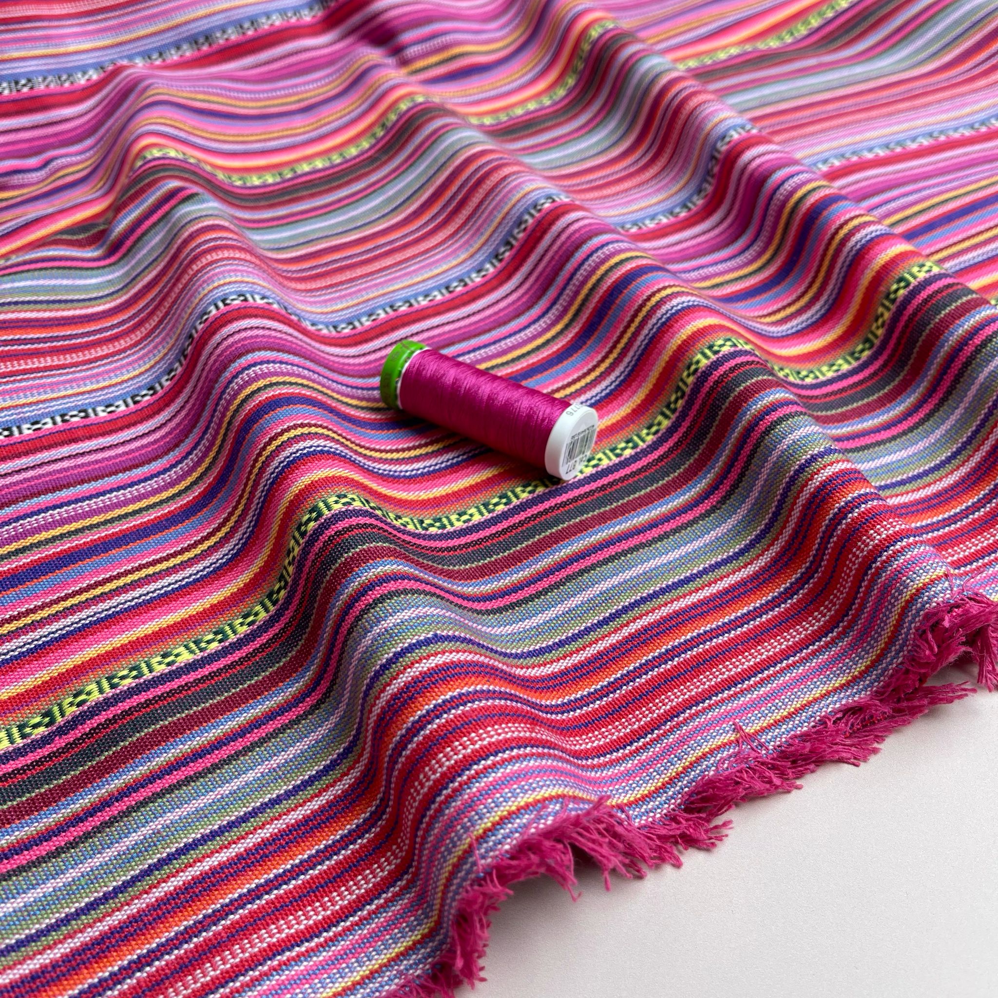 Yarn Dyed Fuchsia Stripes Jacquard Fabric
