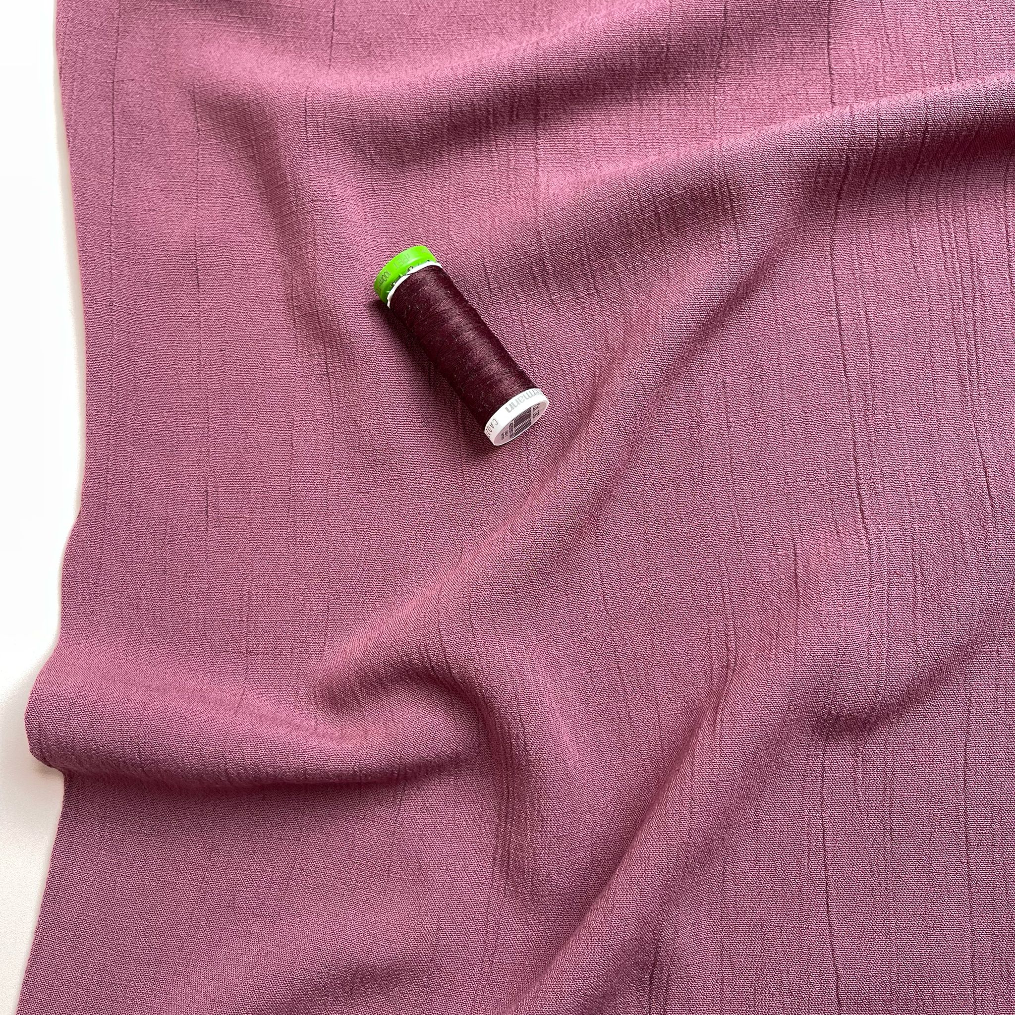 Crinkle Viscose Linen Blend Fabric in Burgundy