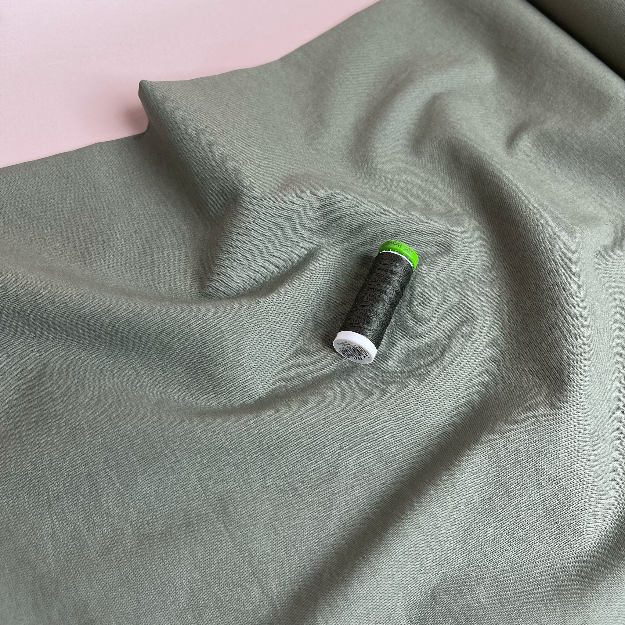 REMNANT 0.63 Metre - Sorona Linen in Khaki - New Eco Linen Blend Fabric