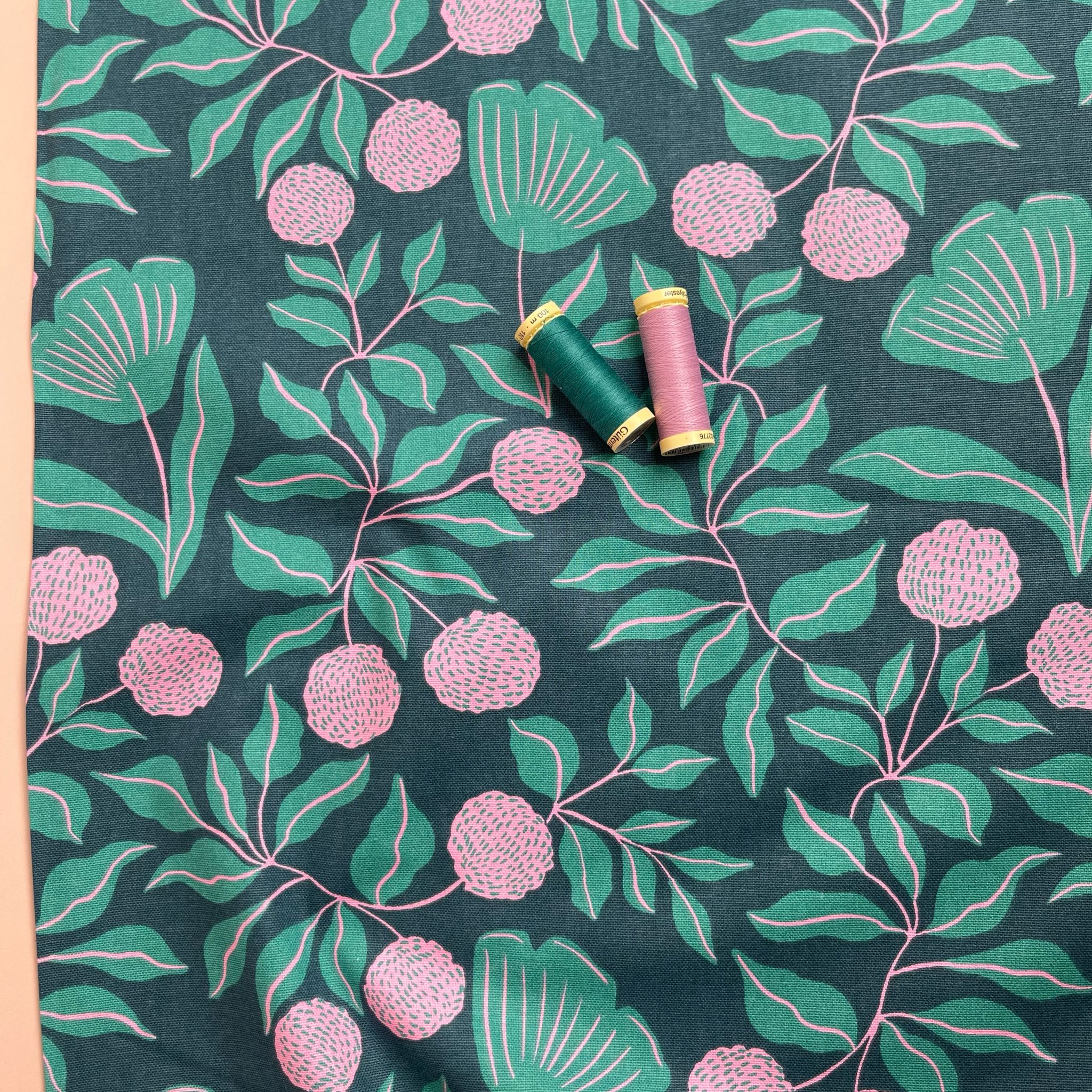 Nerida Hansen - Vines Teal Cotton Canvas Fabric
