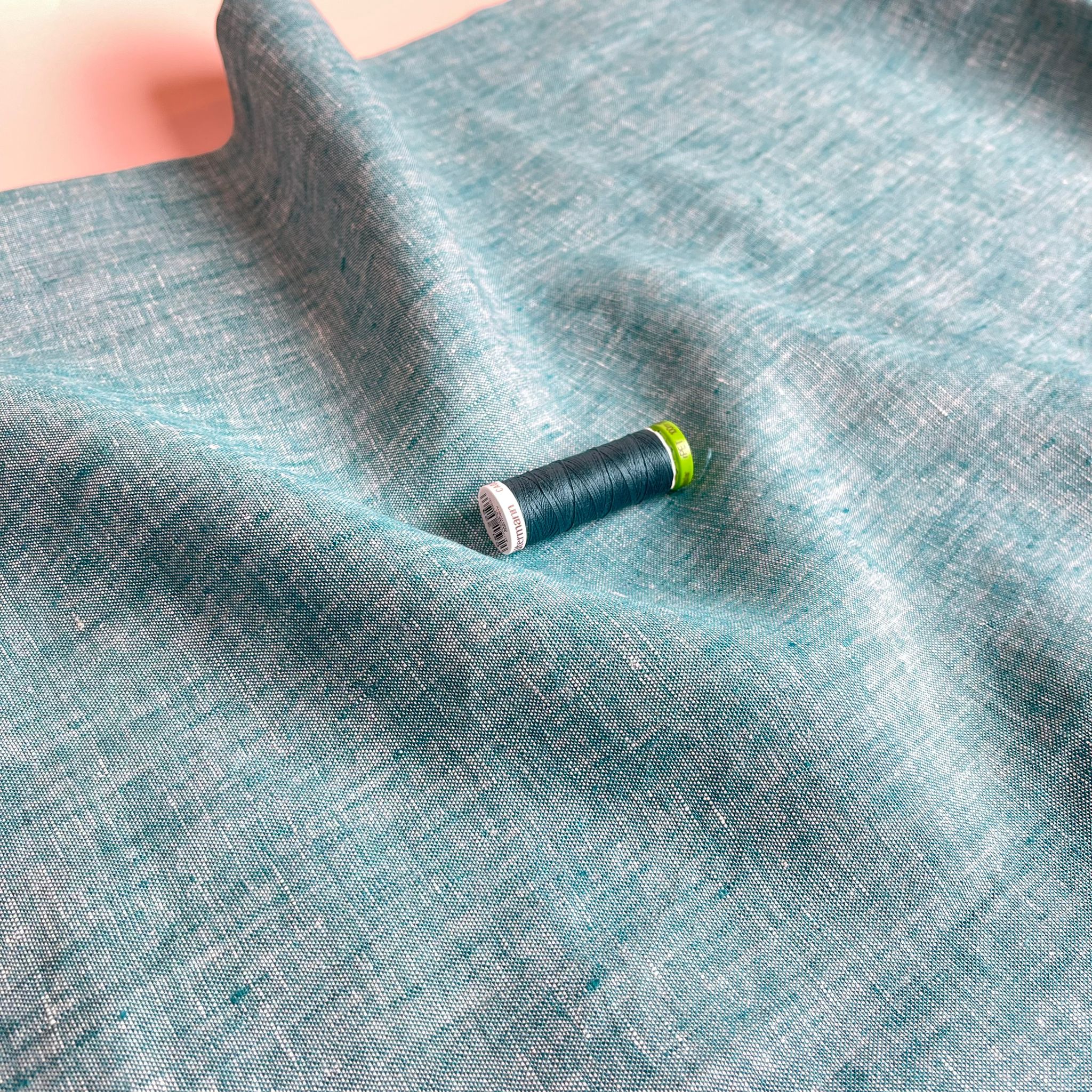 Petrol Yarn Dyed Pure Linen Fabric