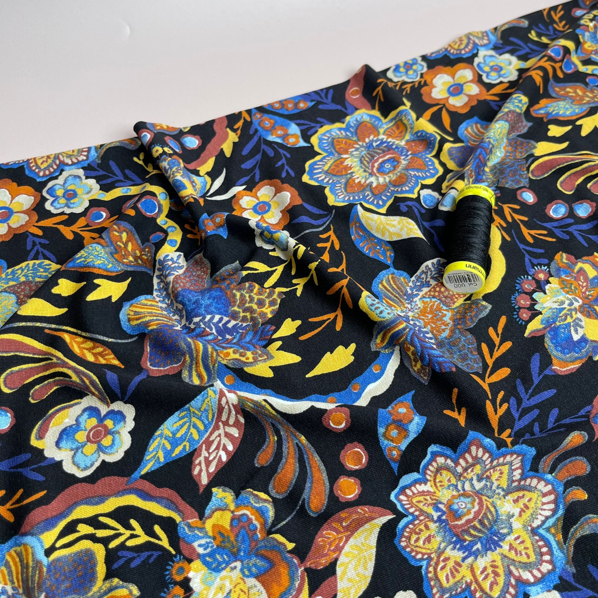 Autumn Flowers De Luxe Viscose Jersey Fabric