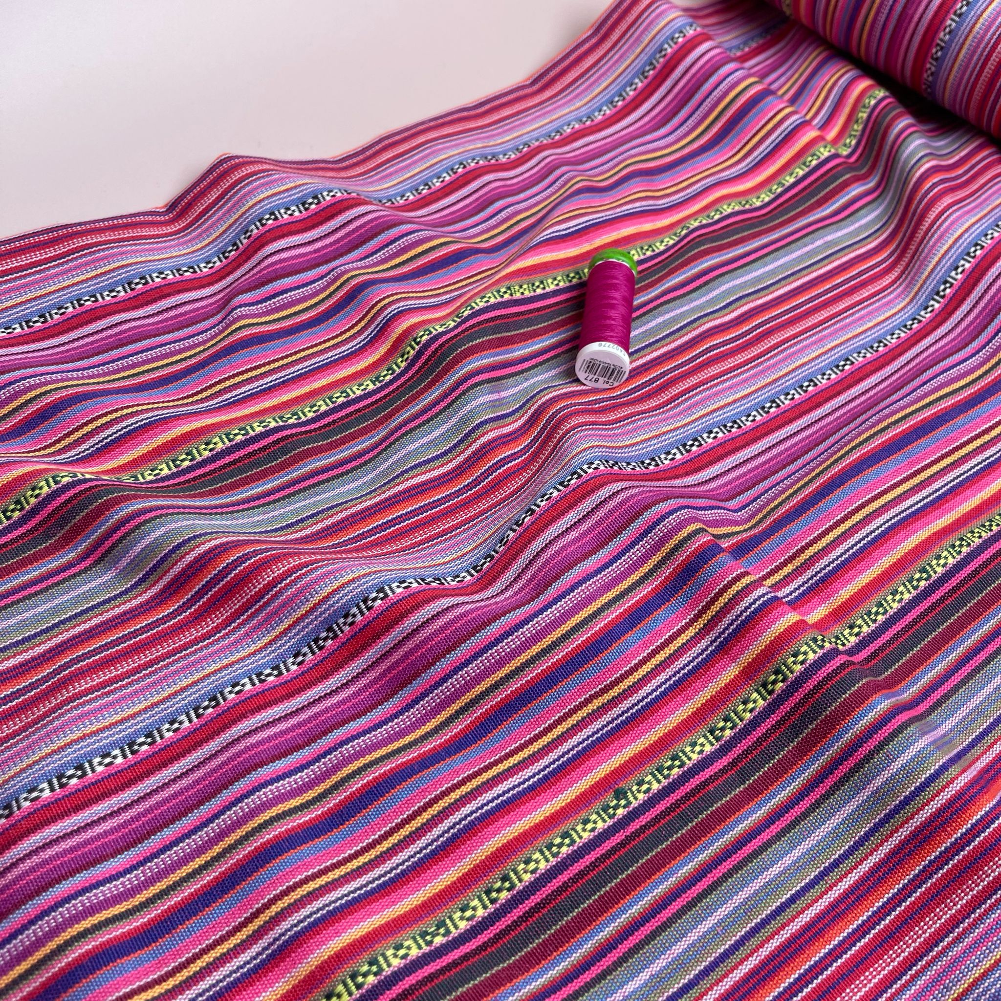 Yarn Dyed Fuchsia Stripes Jacquard Fabric
