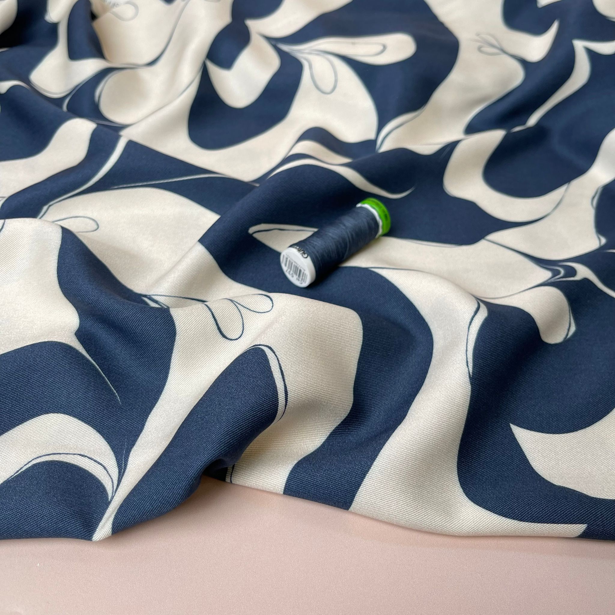 Light & Lush -Abstract Swirls Viscose Twill Fabric