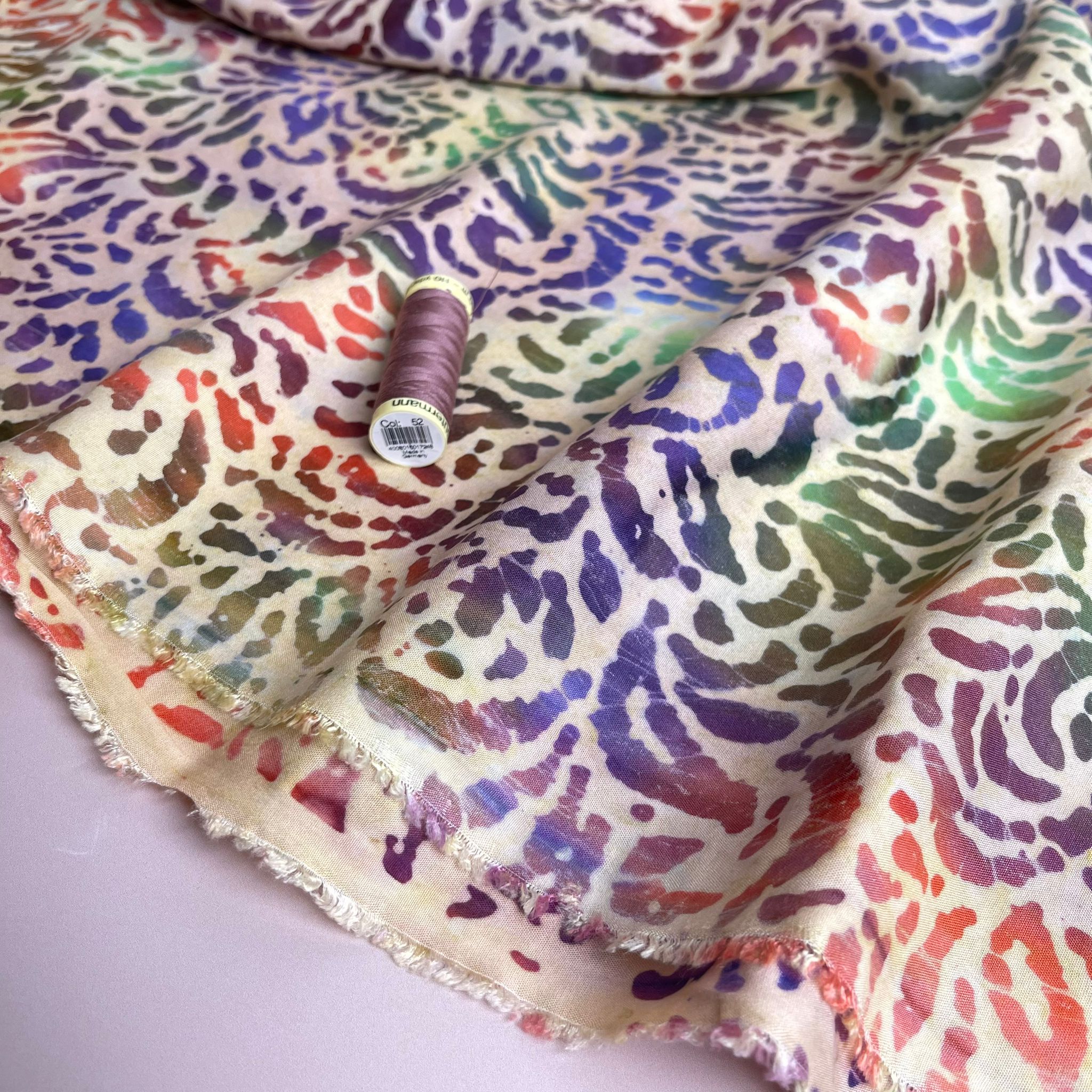 REMNANT 3 Metres - Batik Rainbow Foliage Cotton Fabric