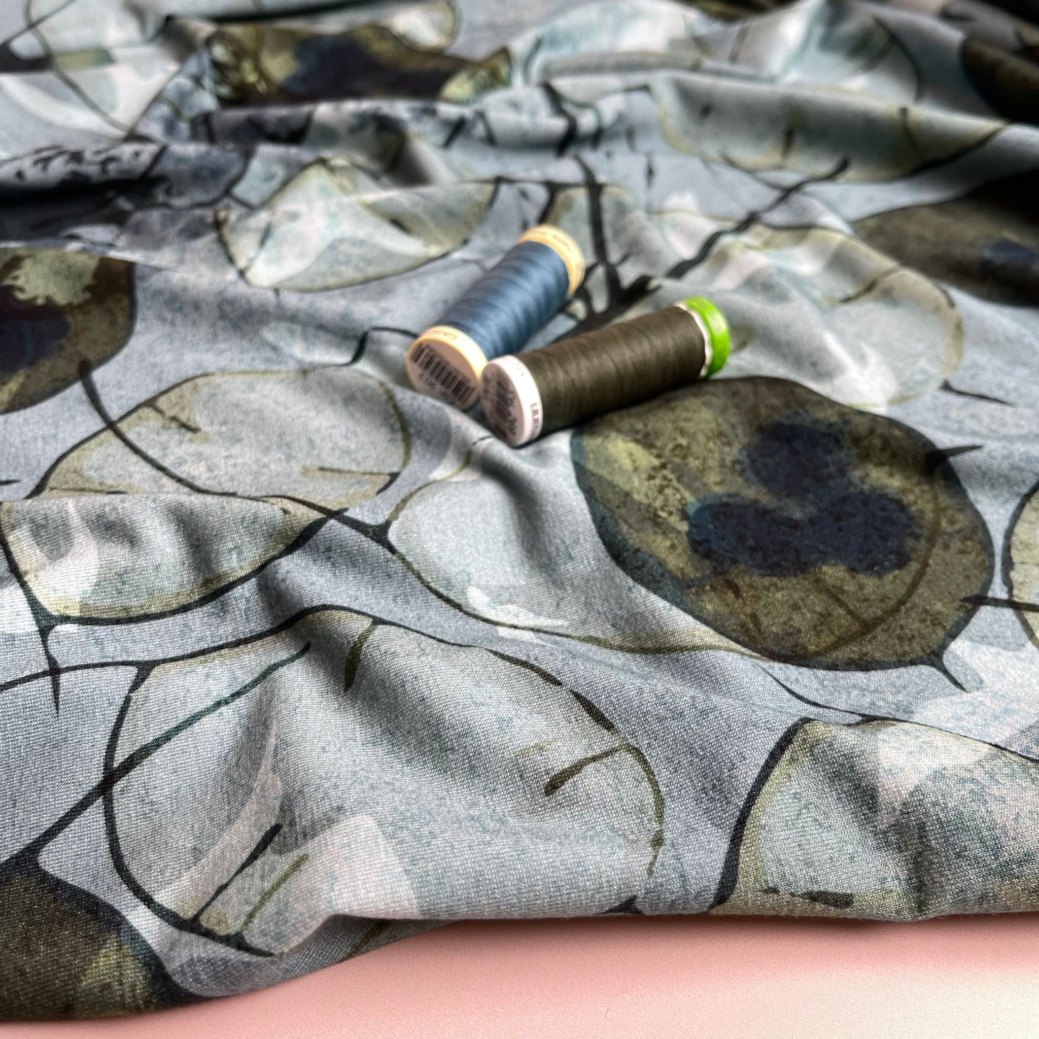 REMNANT 2.64 Metres - Danish Design - Frosted Leaves ECOVERVO™ Viscose Jersey