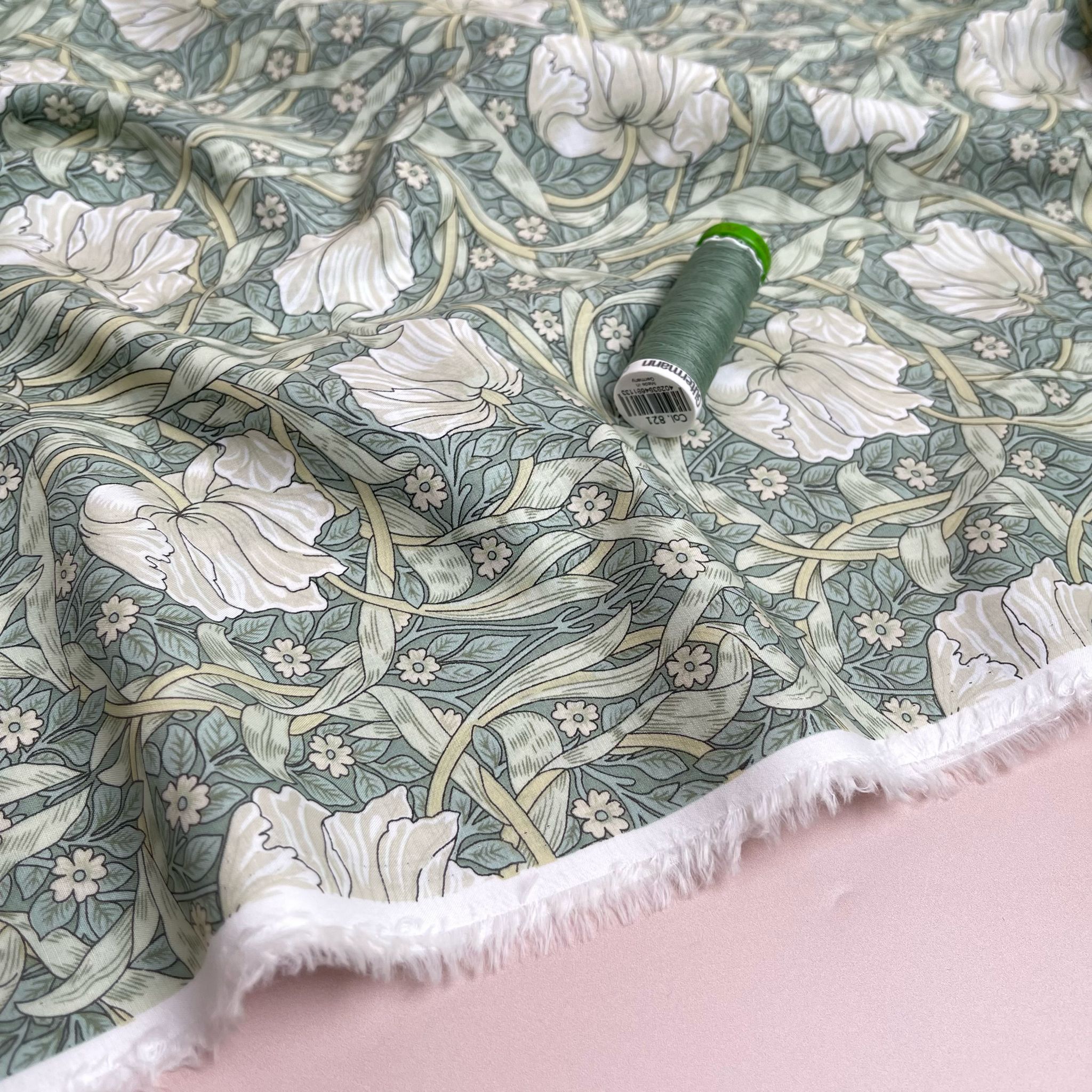 REMNANT 2.18 Metres - Morris Sage Green Cotton Lawn Fabric
