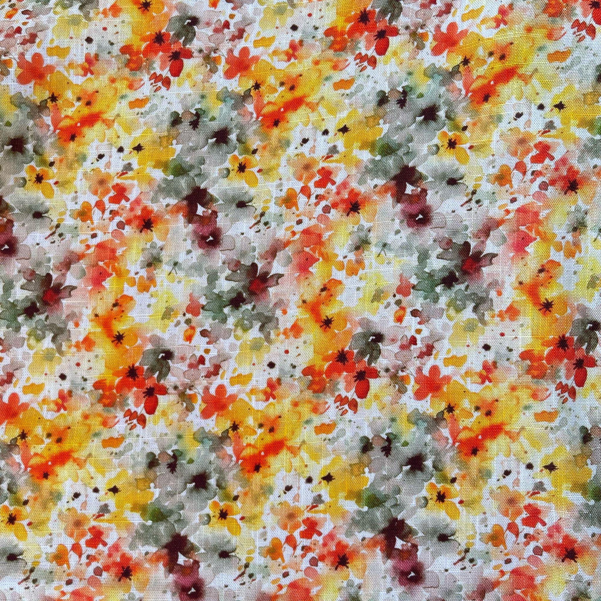Golden Sunset Meadow Viscose Linen Fabric