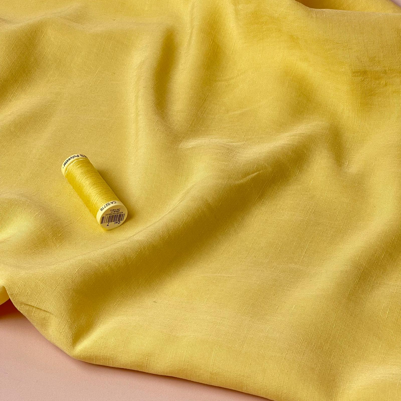 REMNANT 1.6 Metres (with a stain near selvedge) - Lush Butter Yellow Light Viscose Linen crepe Dress Fabric