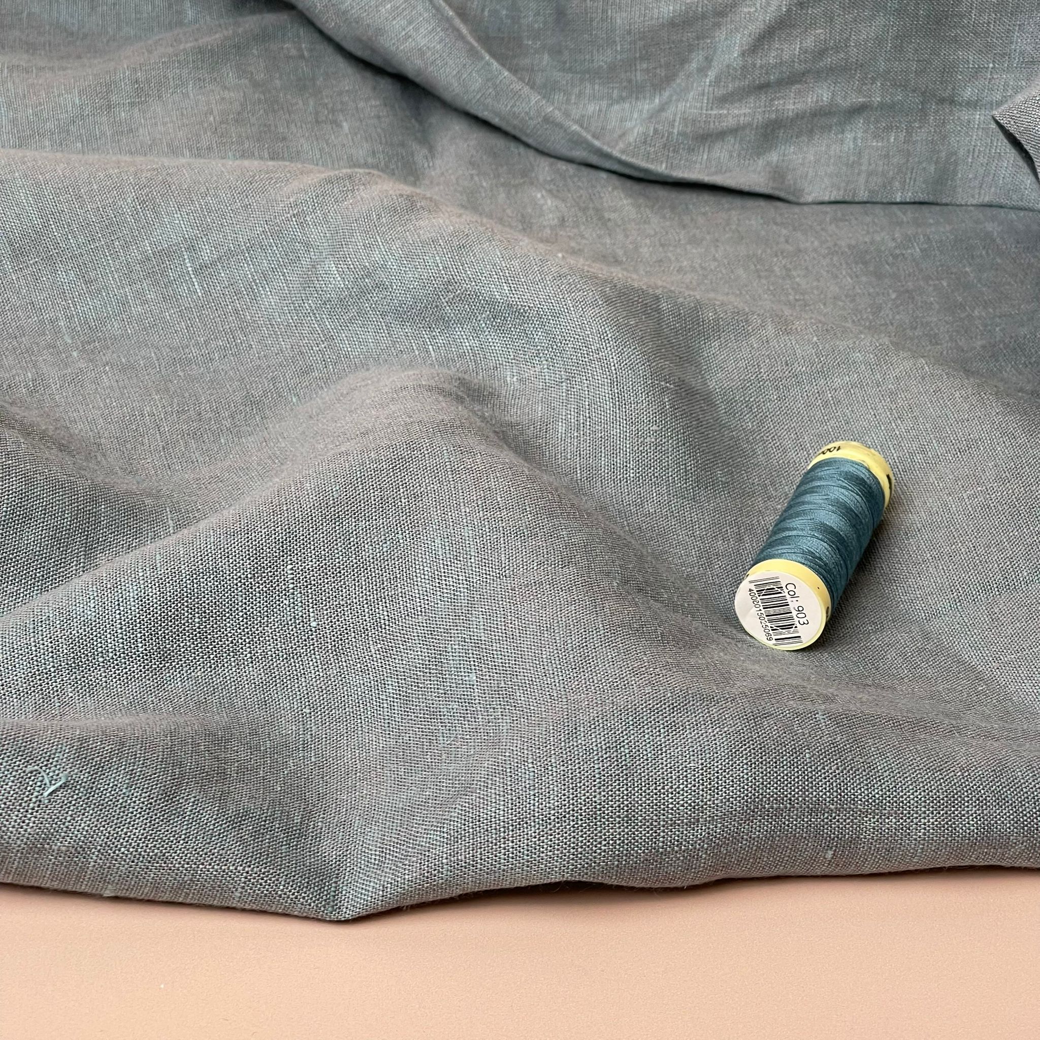 Yarn Dyed Pure Linen Fabric in Slate Blue
