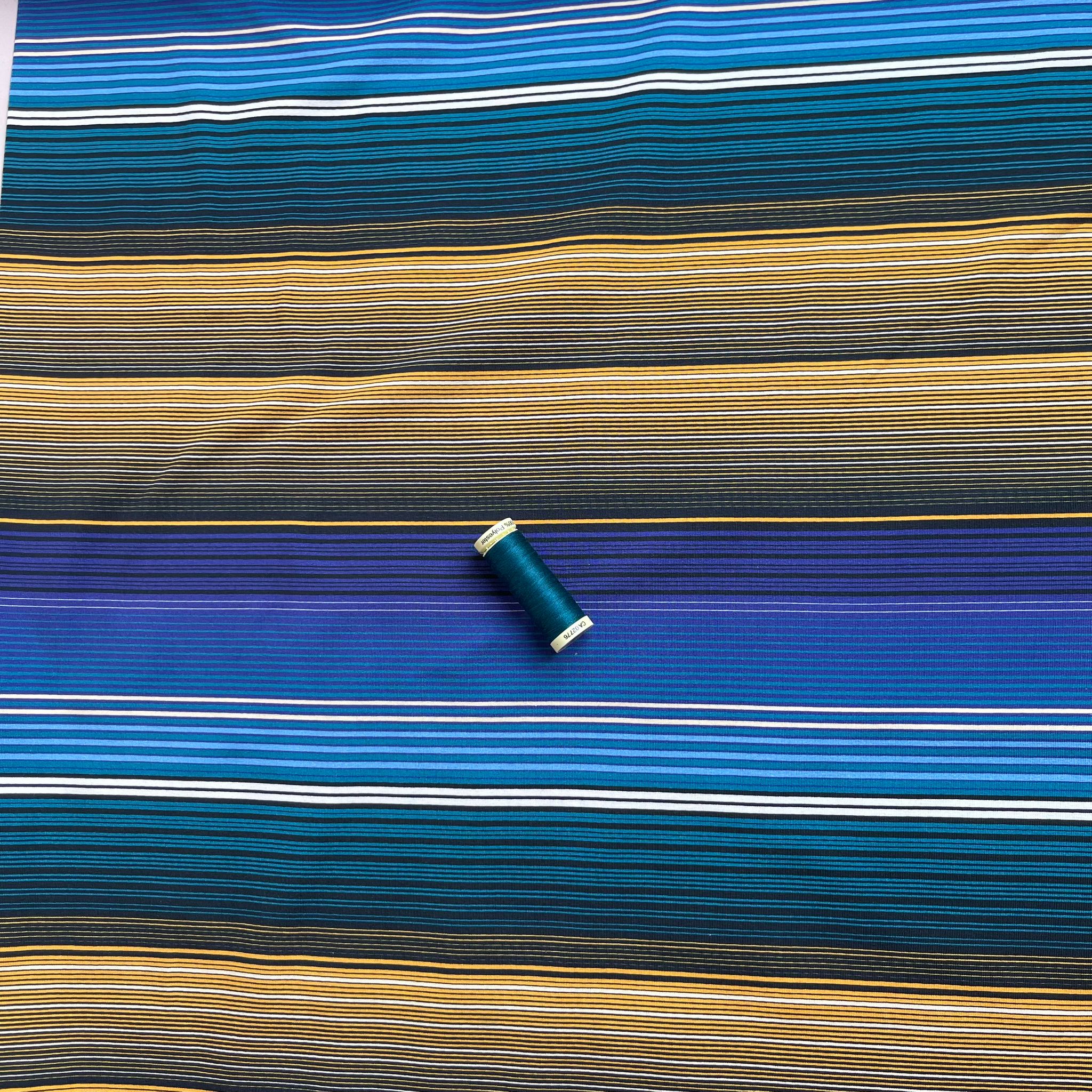 REMNANT 0.38 Metre - Danish Design - Ocean Stripes Cotton Jersey Fabric