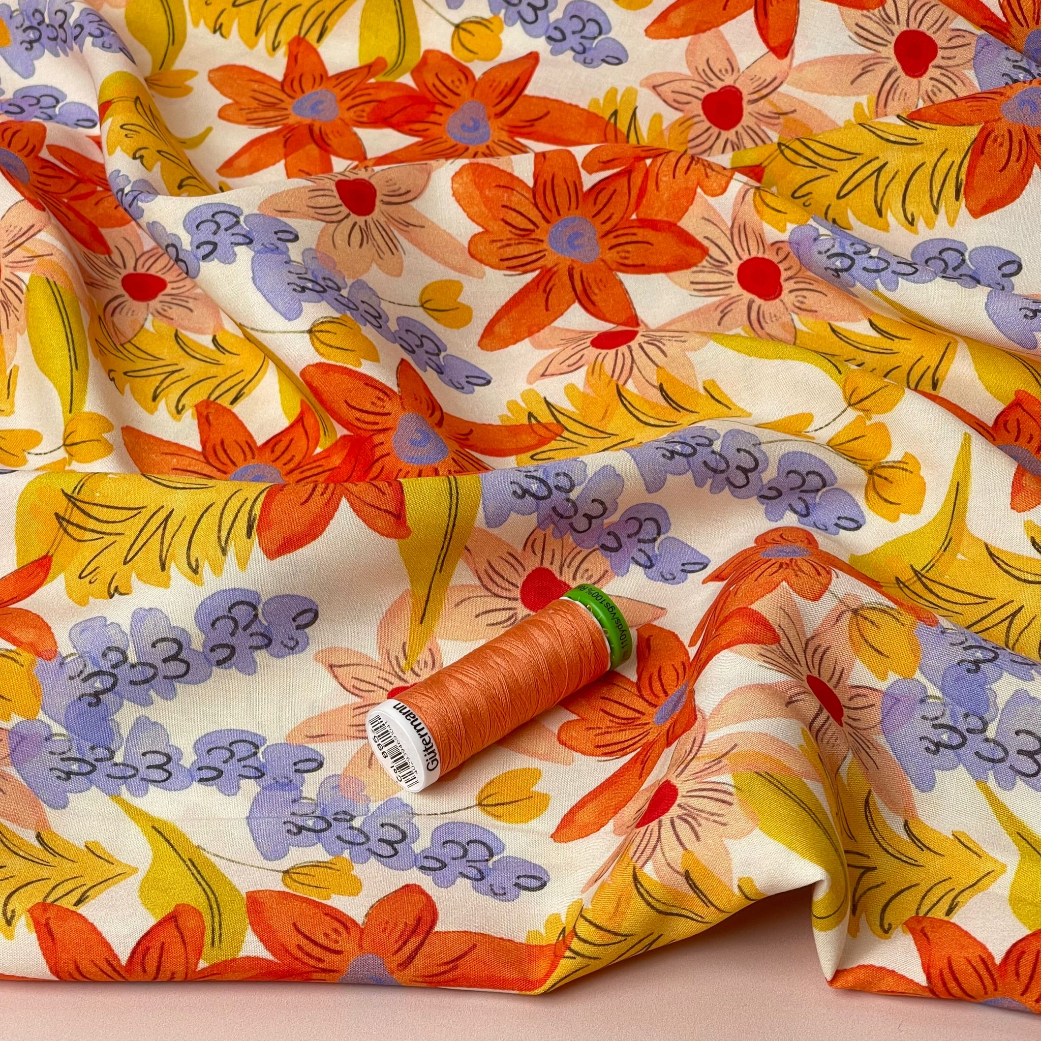 Golden Meadow Viscose Fabric
