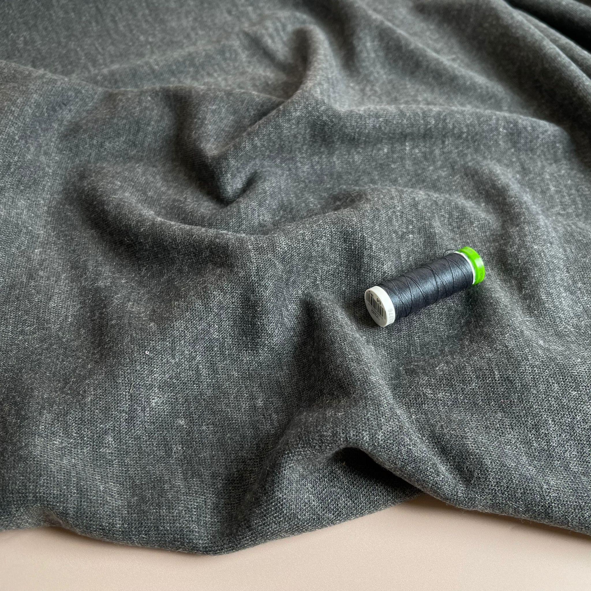 Soft Touch Viscose Blend Sweater Knit in Melange Grey
