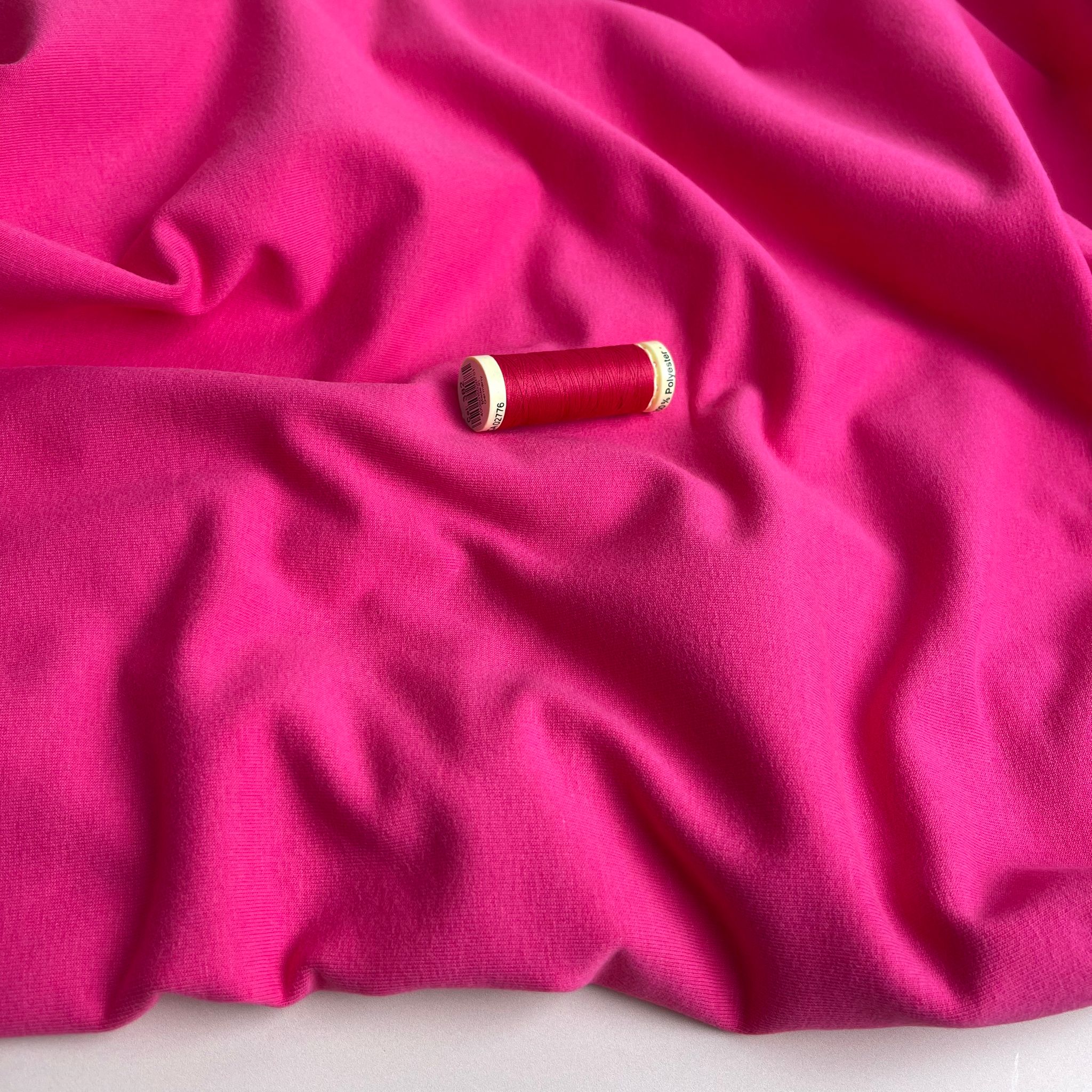 Peach Soft GOTS Organic Cotton Sweat-shirting in Fuchsia Pink