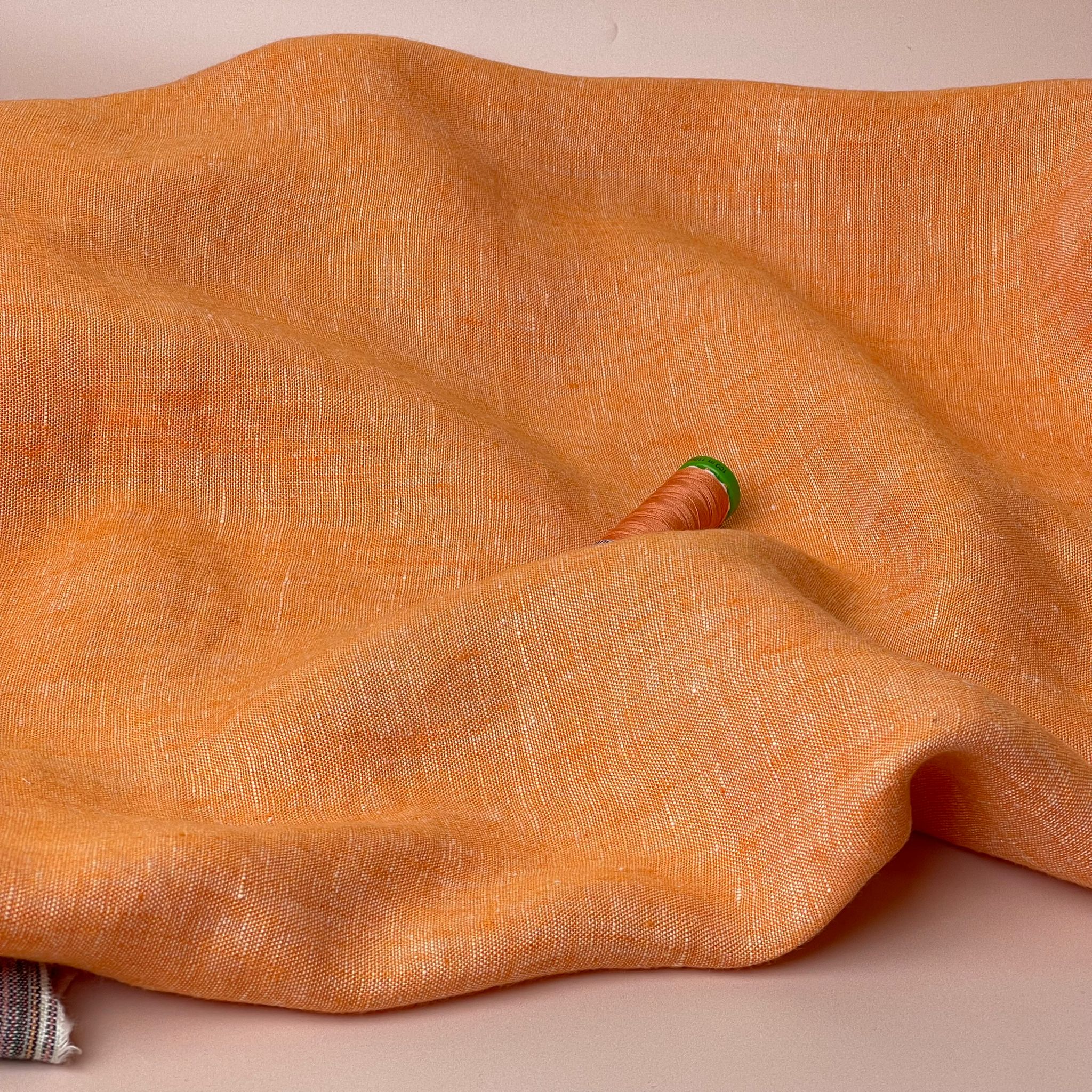 Yarn Dyed Pure Linen Fabric in Apricot