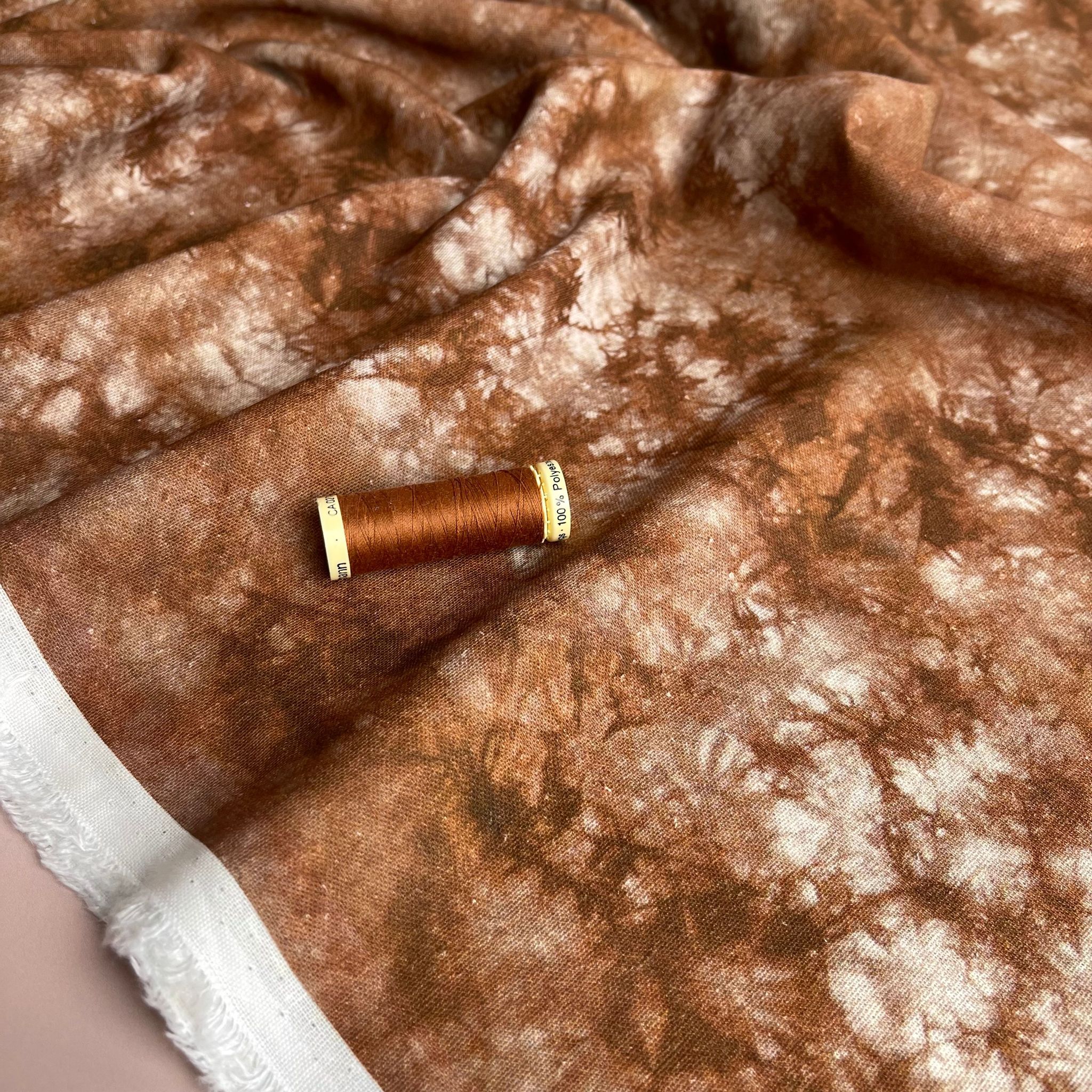 Tie Dye Rich Brown Linen Viscose Blend Fabric