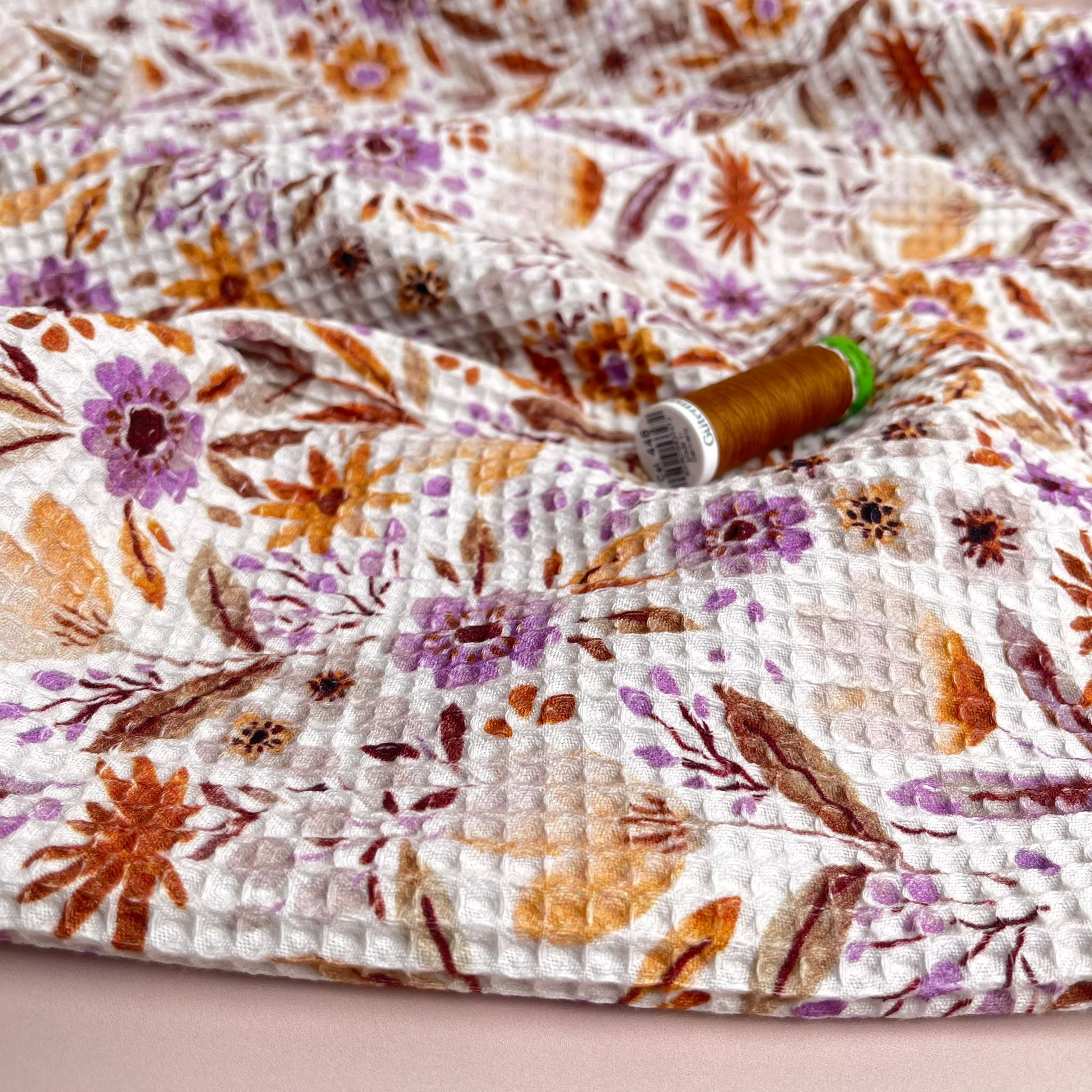 Autumn Floral Pure Cotton Waffle Fabric