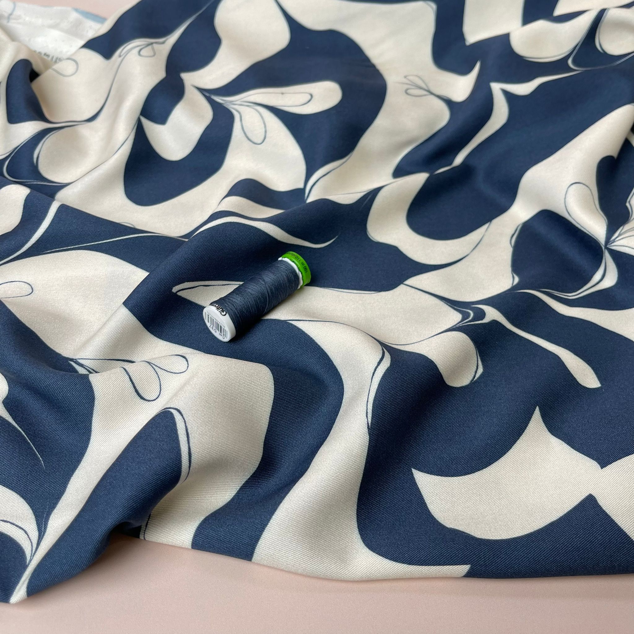 Light & Lush -Abstract Swirls Viscose Twill Fabric