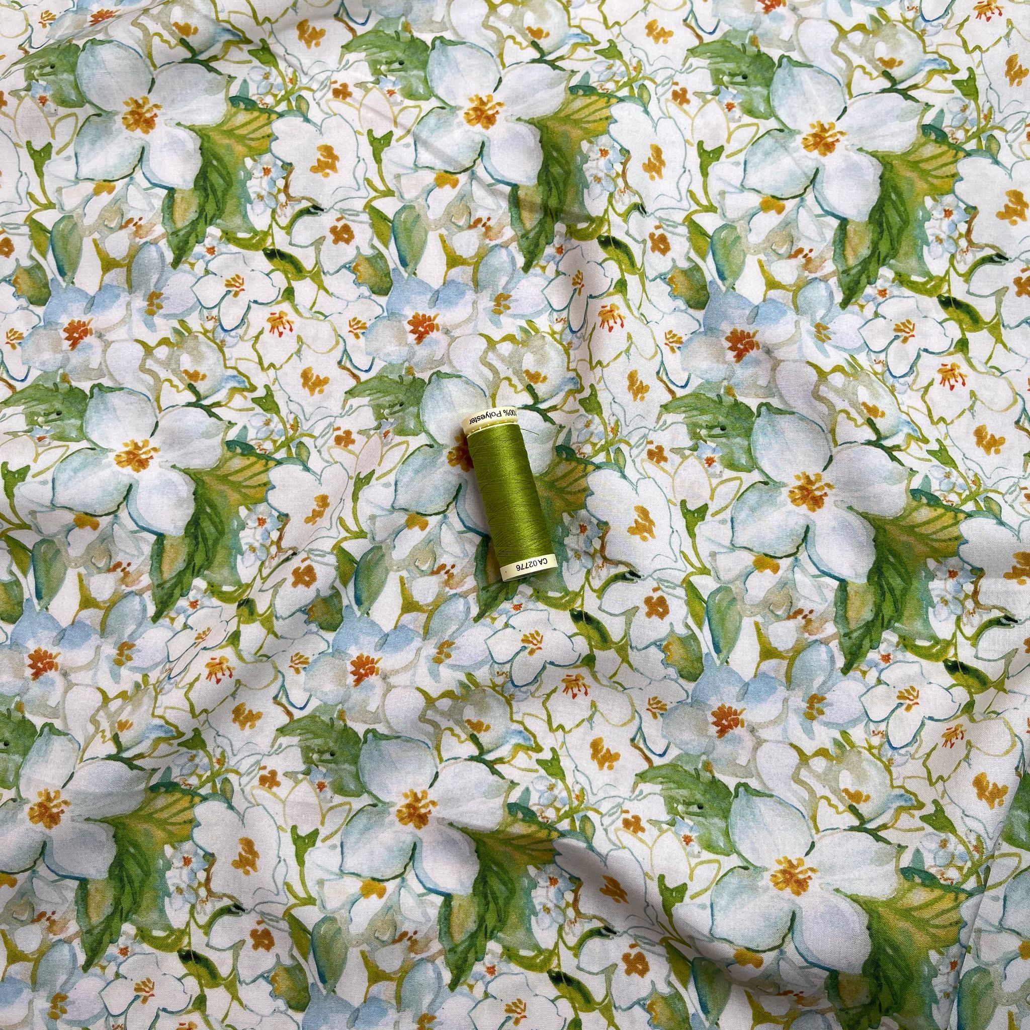 Spring Green Florals Viscose Fabric