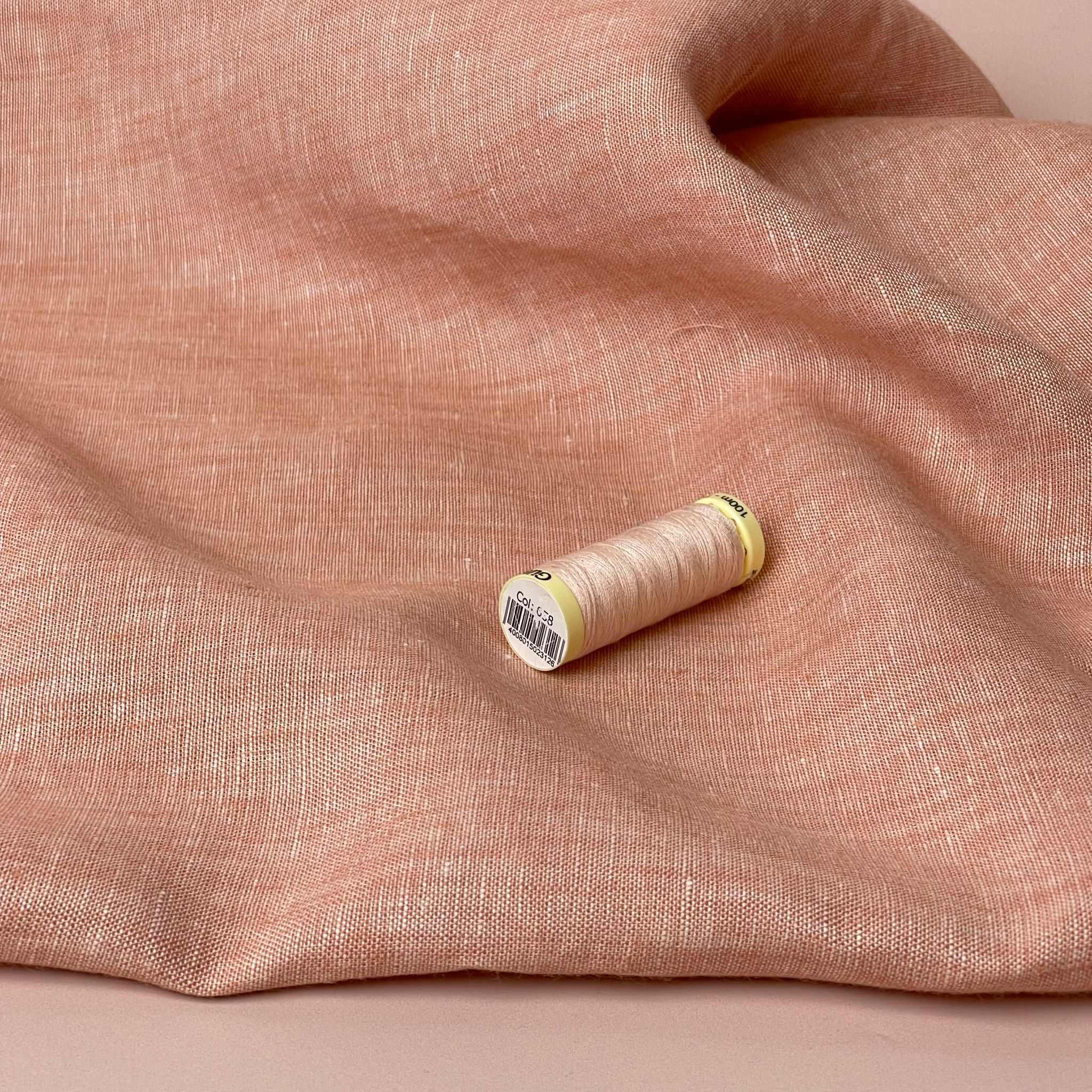 Yarn Dyed Pure Linen Fabric in Dusty Salmon