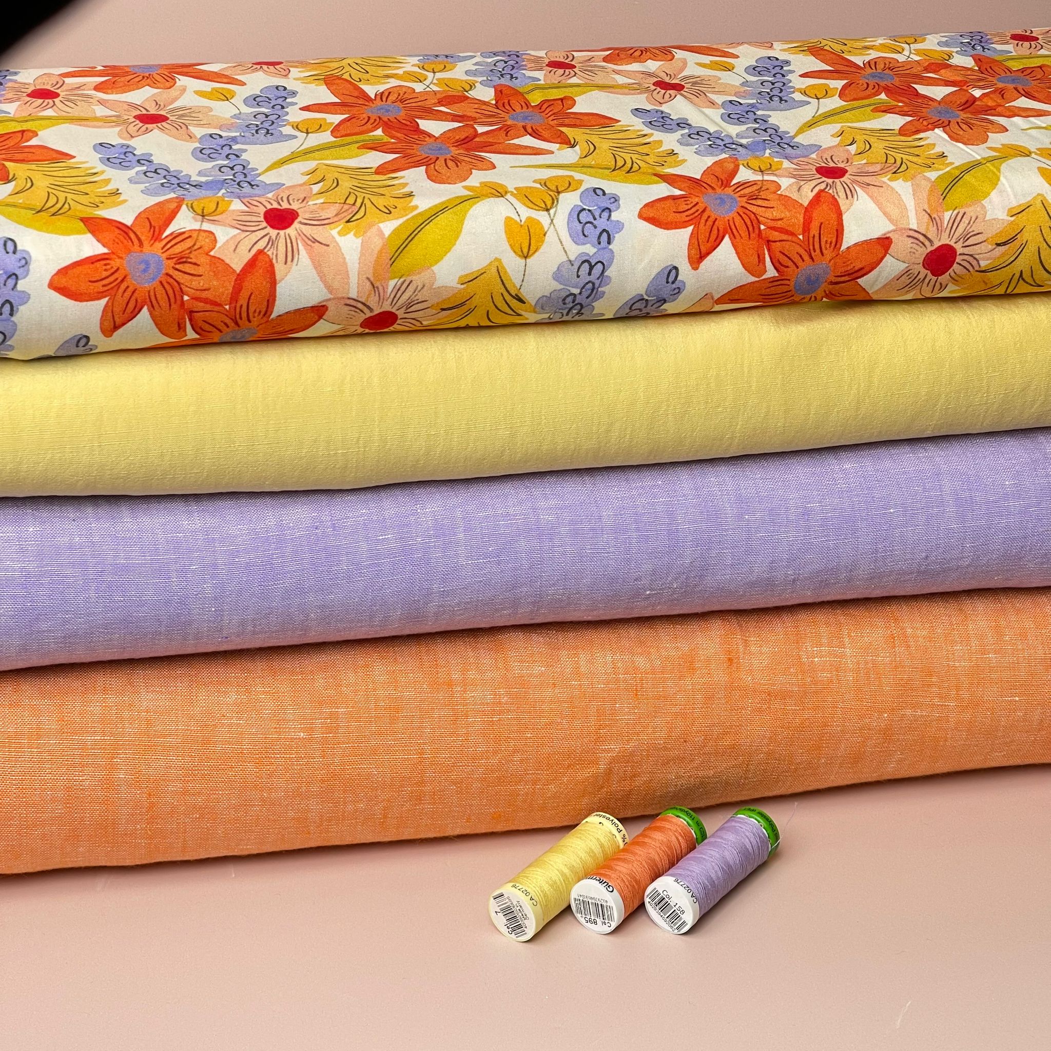 Yarn Dyed Pure Linen Fabric in Apricot