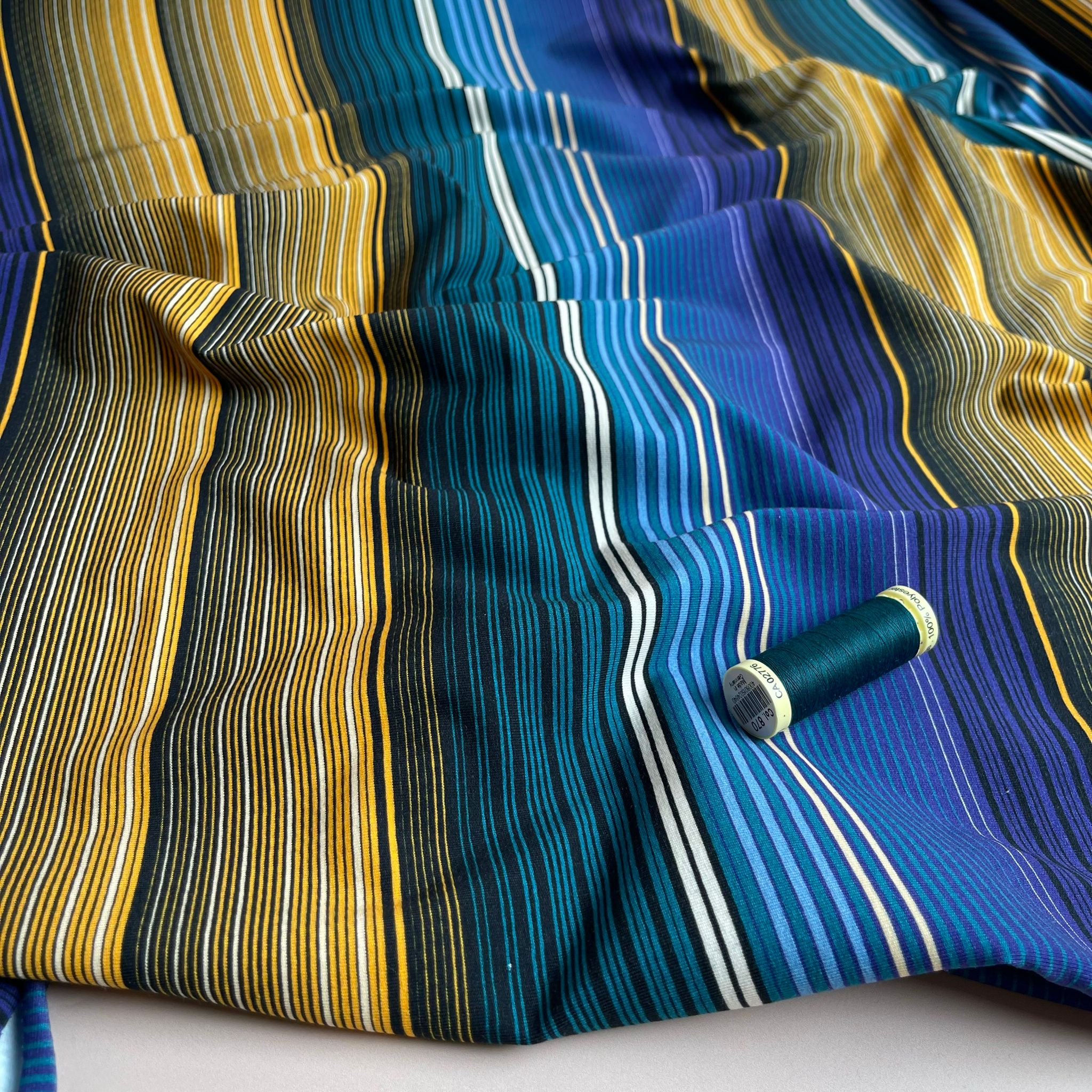 REMNANT 0.38 Metre - Danish Design - Ocean Stripes Cotton Jersey Fabric