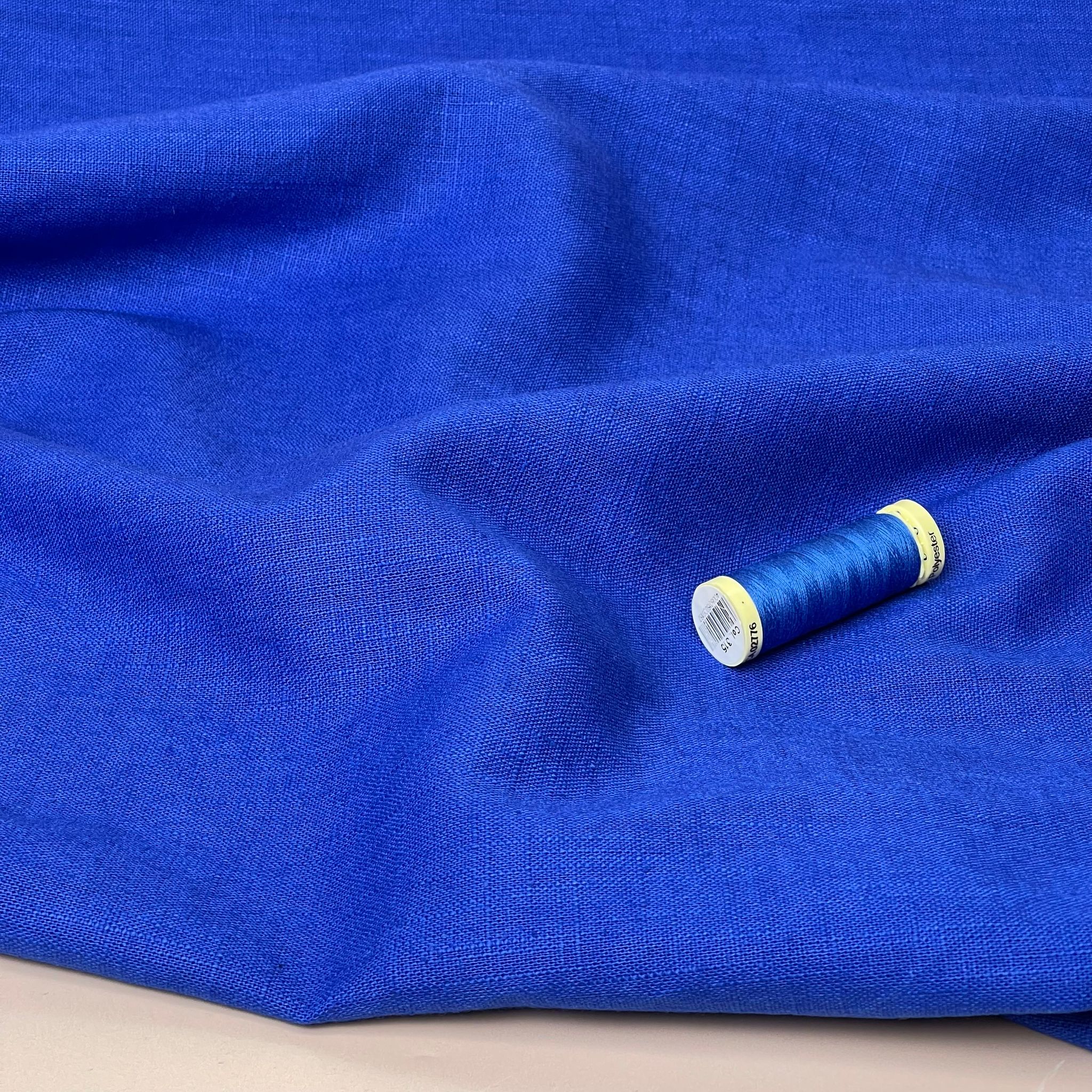 Breeze Royal Blue - Enzyme Washed Linen Cotton Fabric