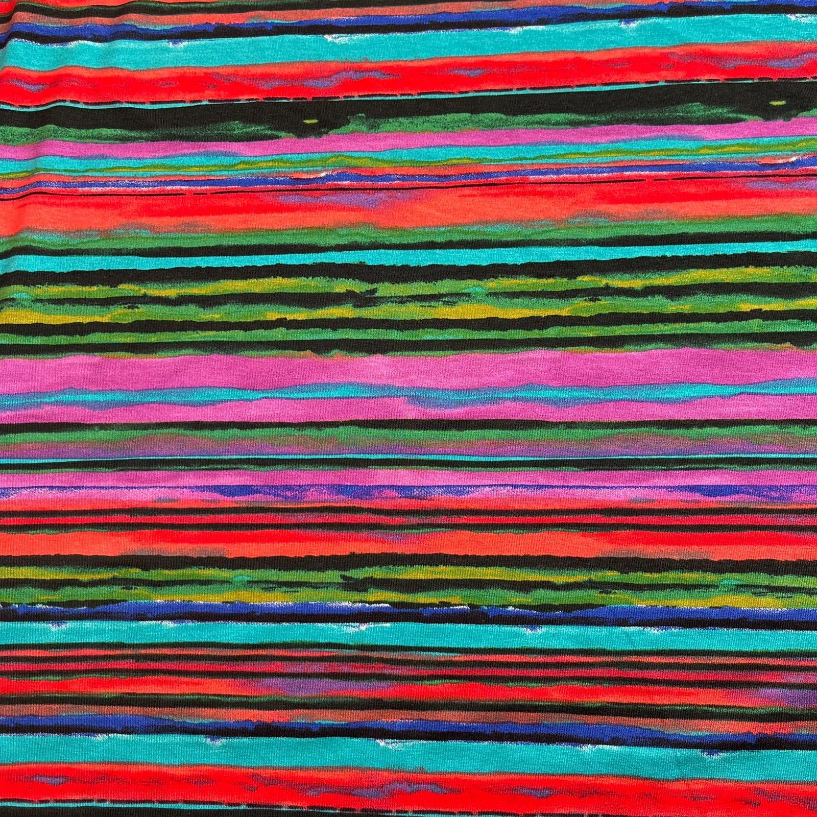 Painted Stripes in Red and Green Viscose Jersey Fabric