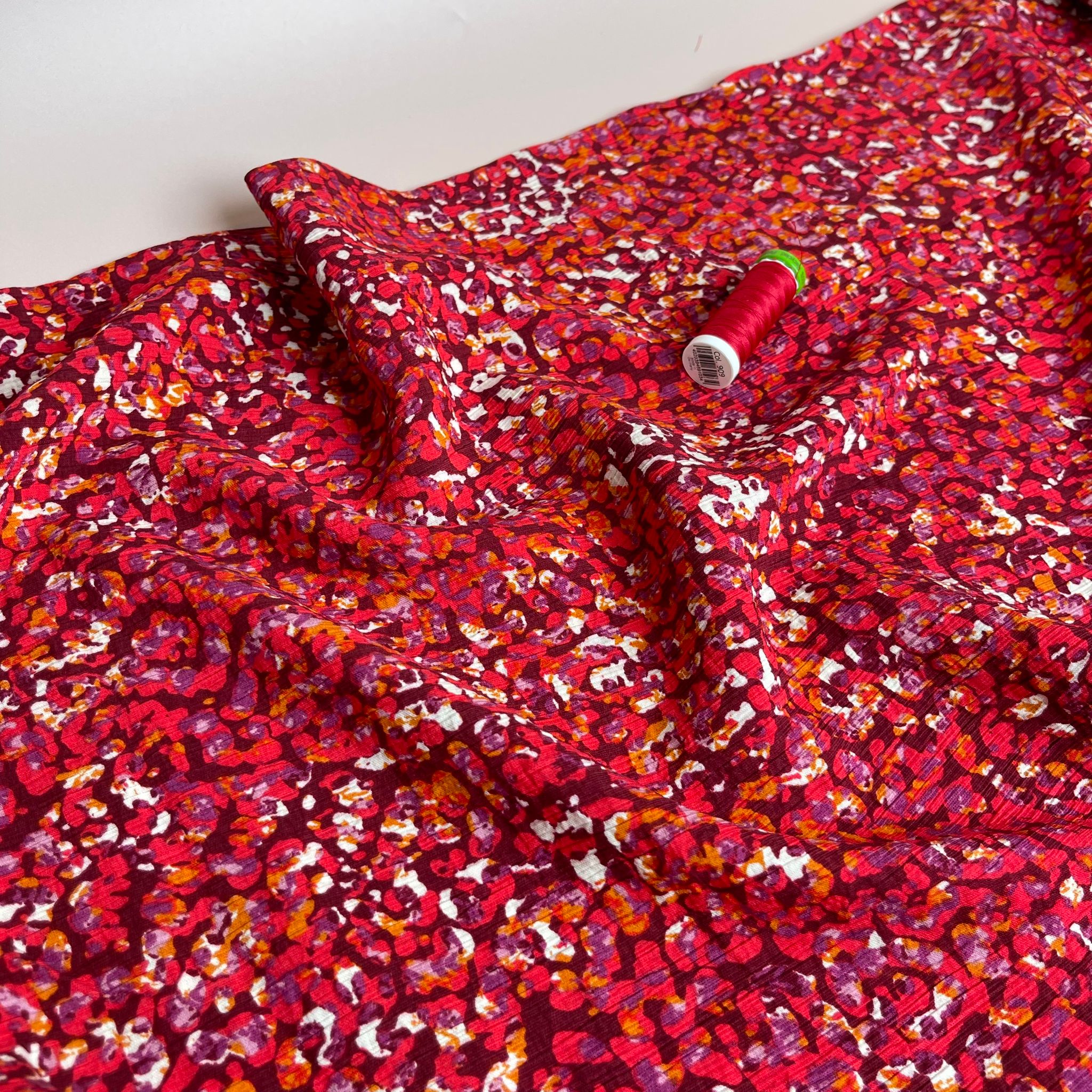 Sunset Dots Textured Viscose Crepe Fabric
