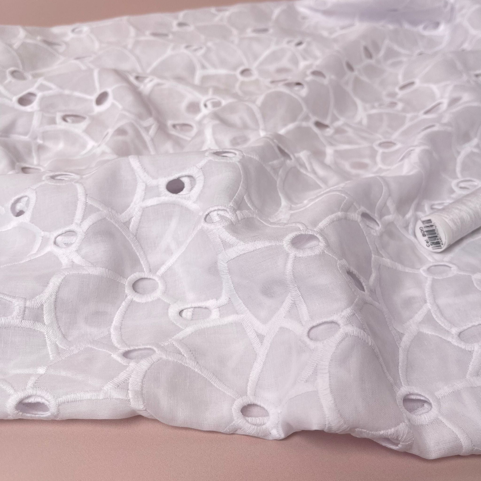 White Flowers Cotton Broderie Anglaise Fabric